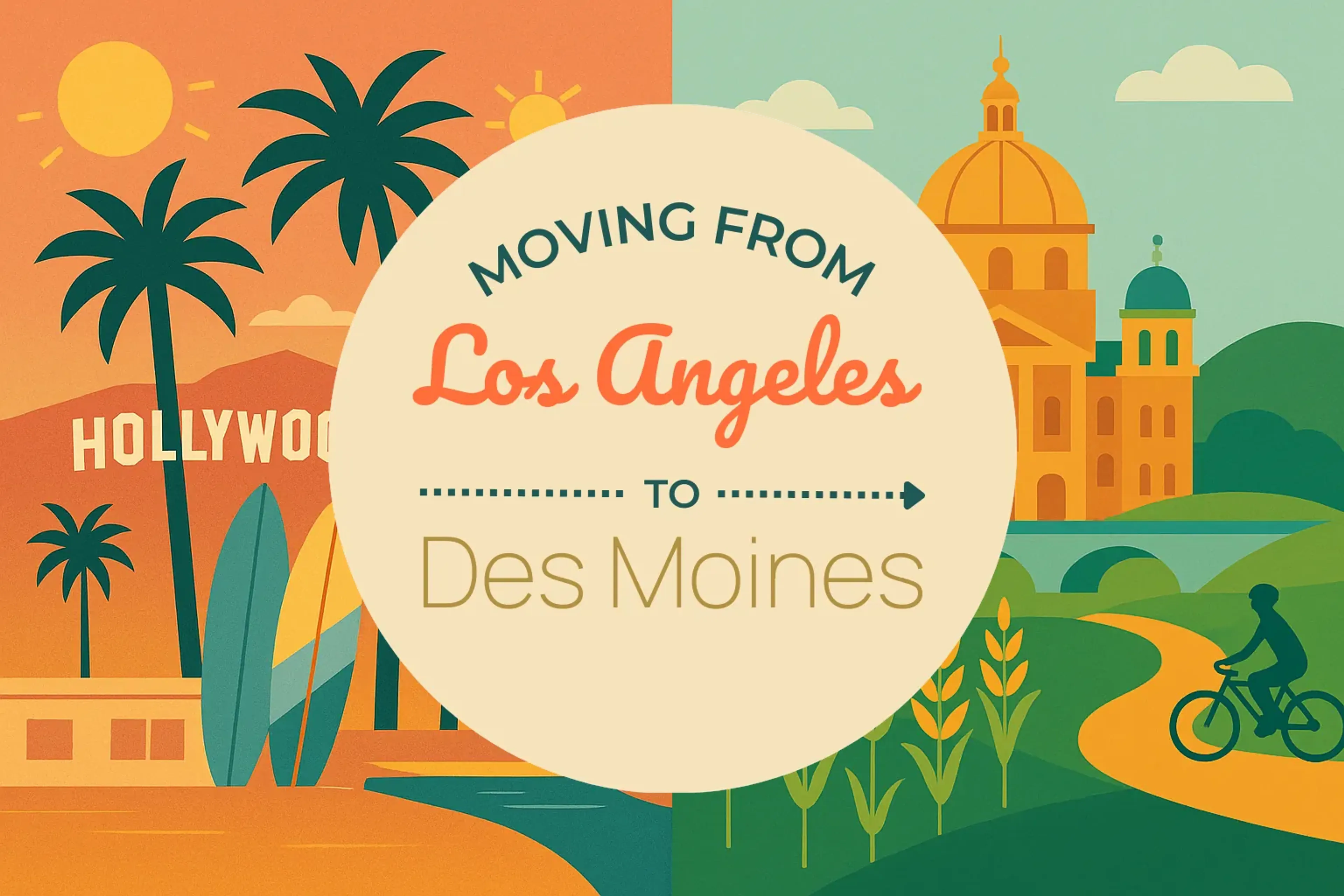 Side-by-side comparison of Los Angeles to Des Moines moving companies