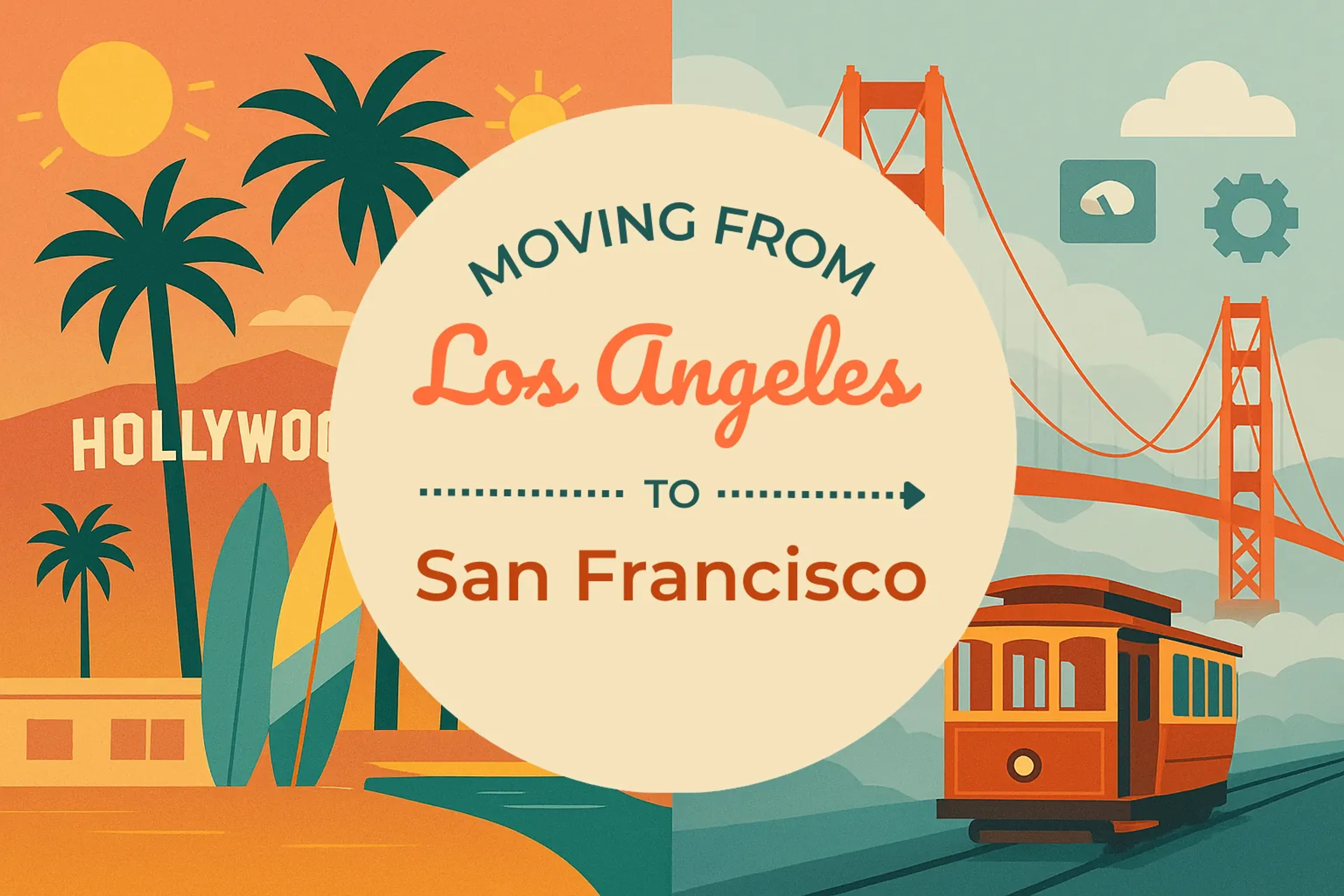 Side-by-side comparison of Los Angeles to San Francisco moving companies
