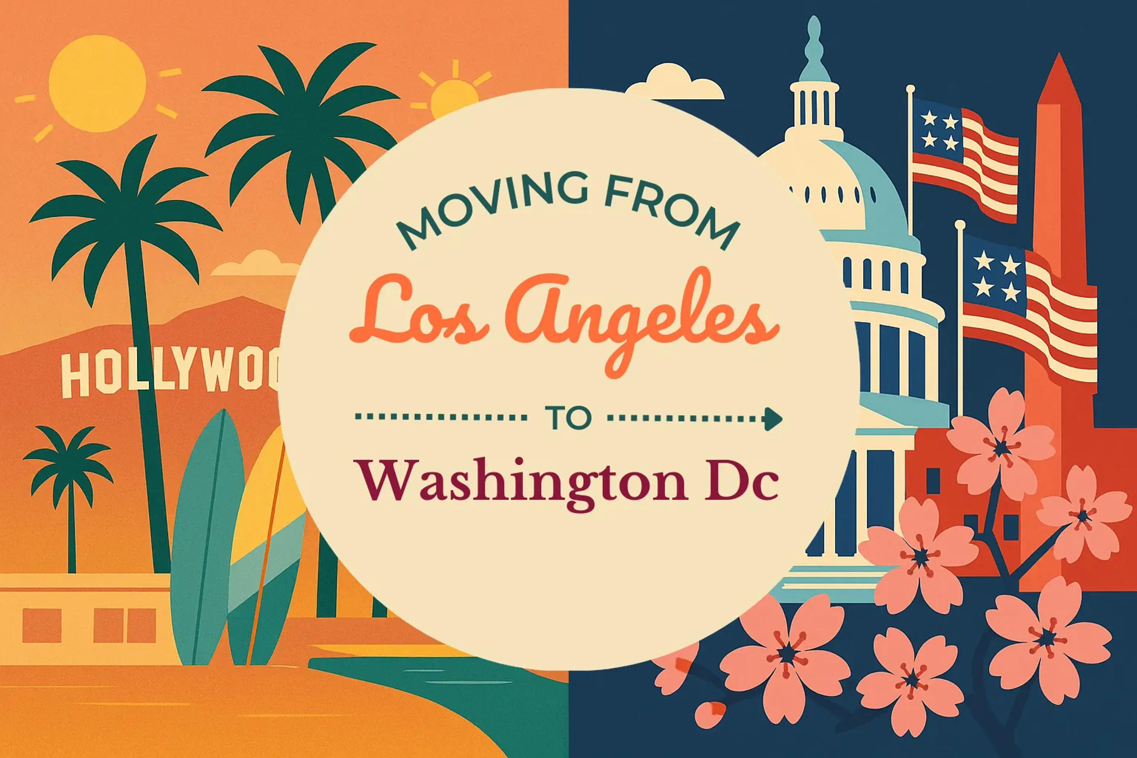 Side-by-side comparison of Los Angeles to Washington DC moving companies