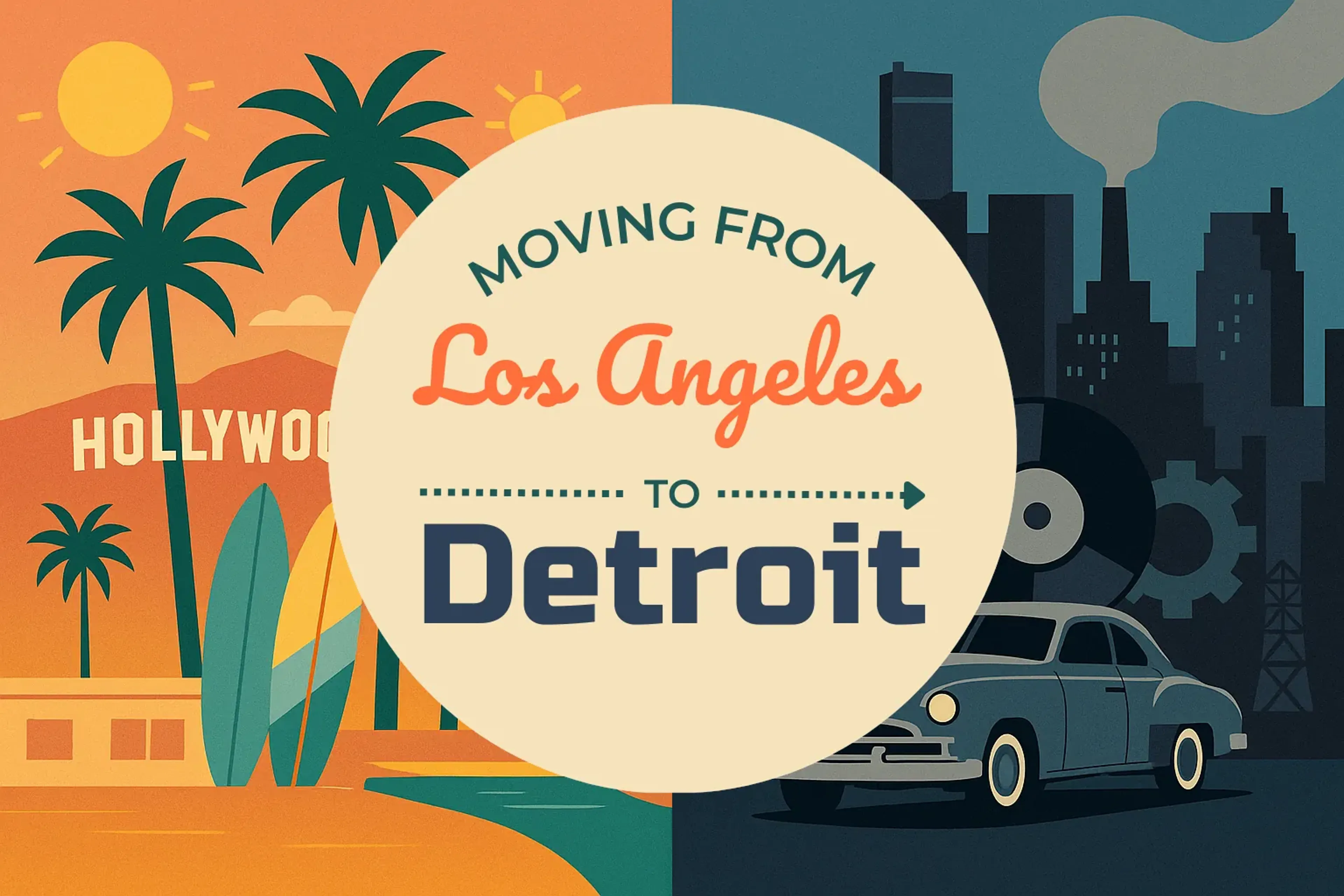 Side-by-side comparison of Los Angeles to Detroit moving companies