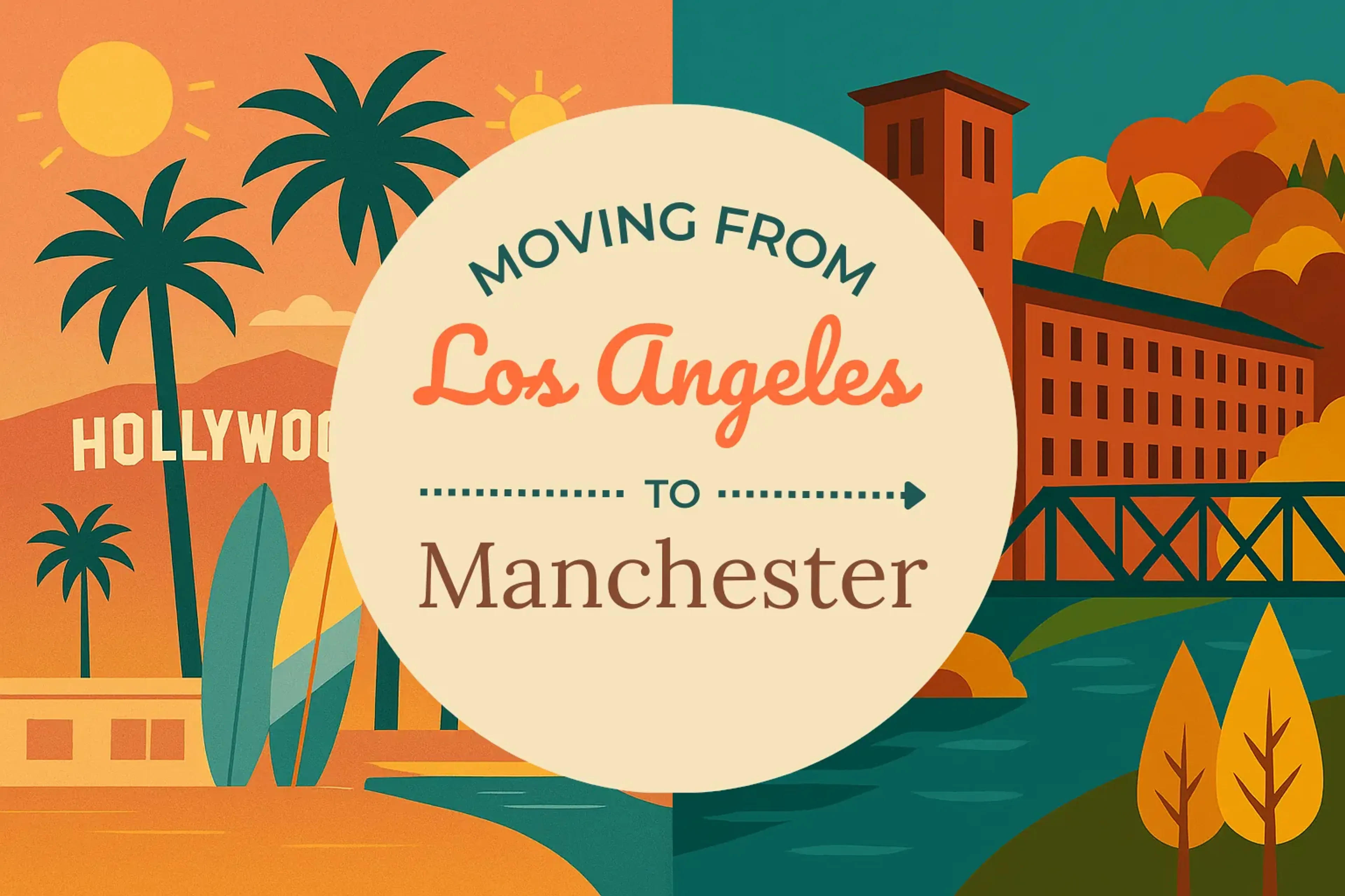 Side-by-side comparison of Los Angeles to Manchester moving companies