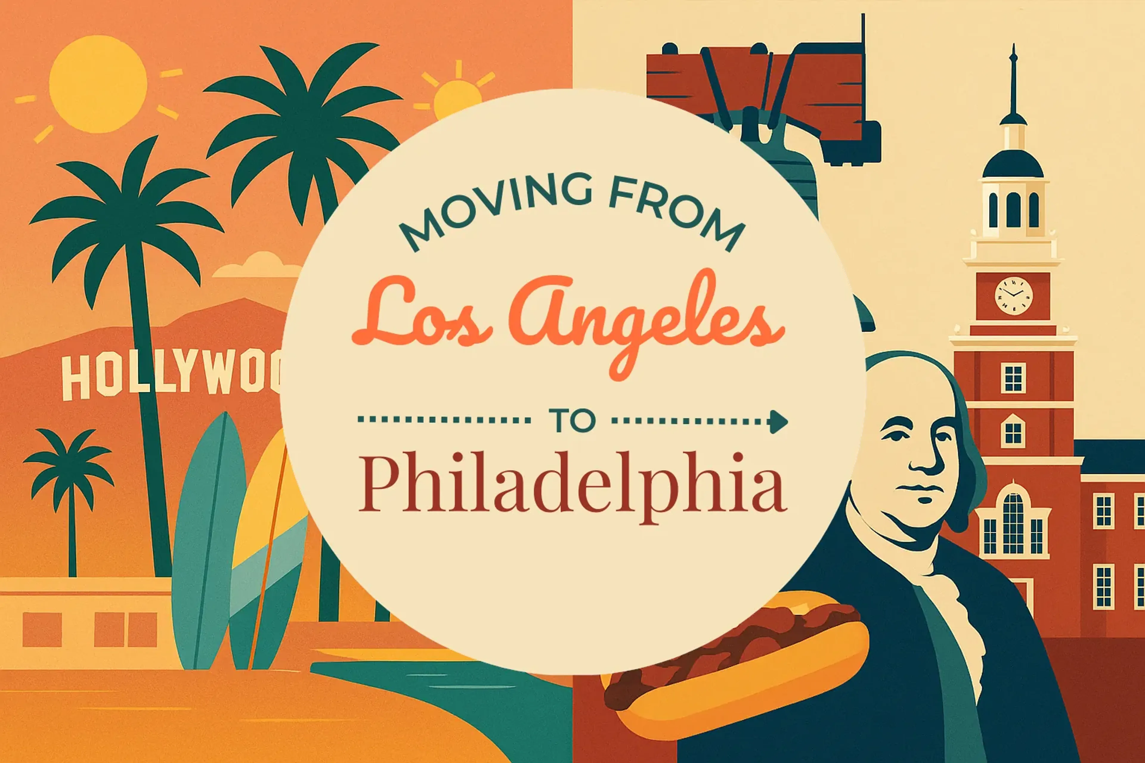 Side-by-side comparison of Los Angeles to Philadelphia moving companies