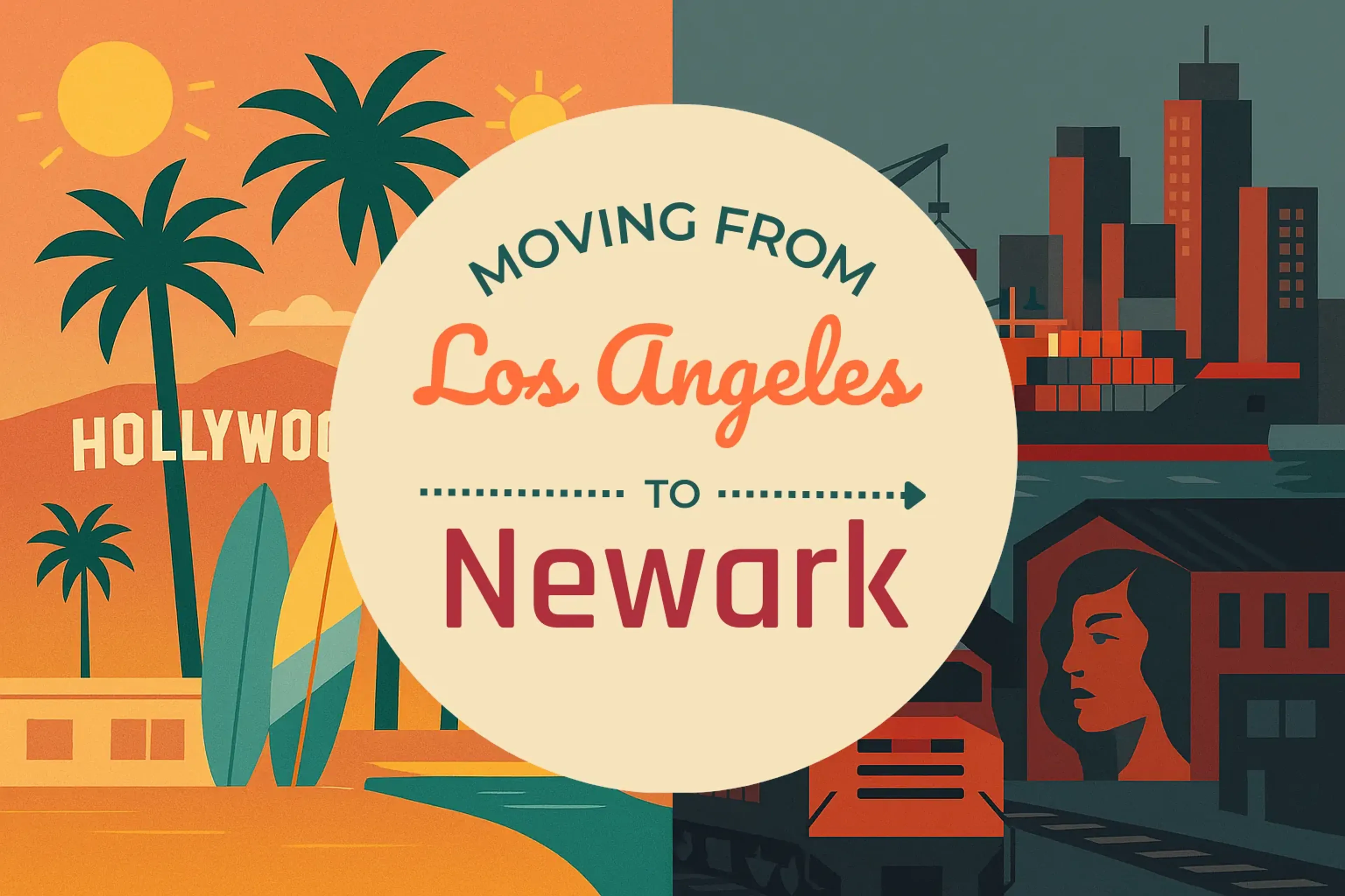 Side-by-side comparison of Los Angeles to Newark moving companies