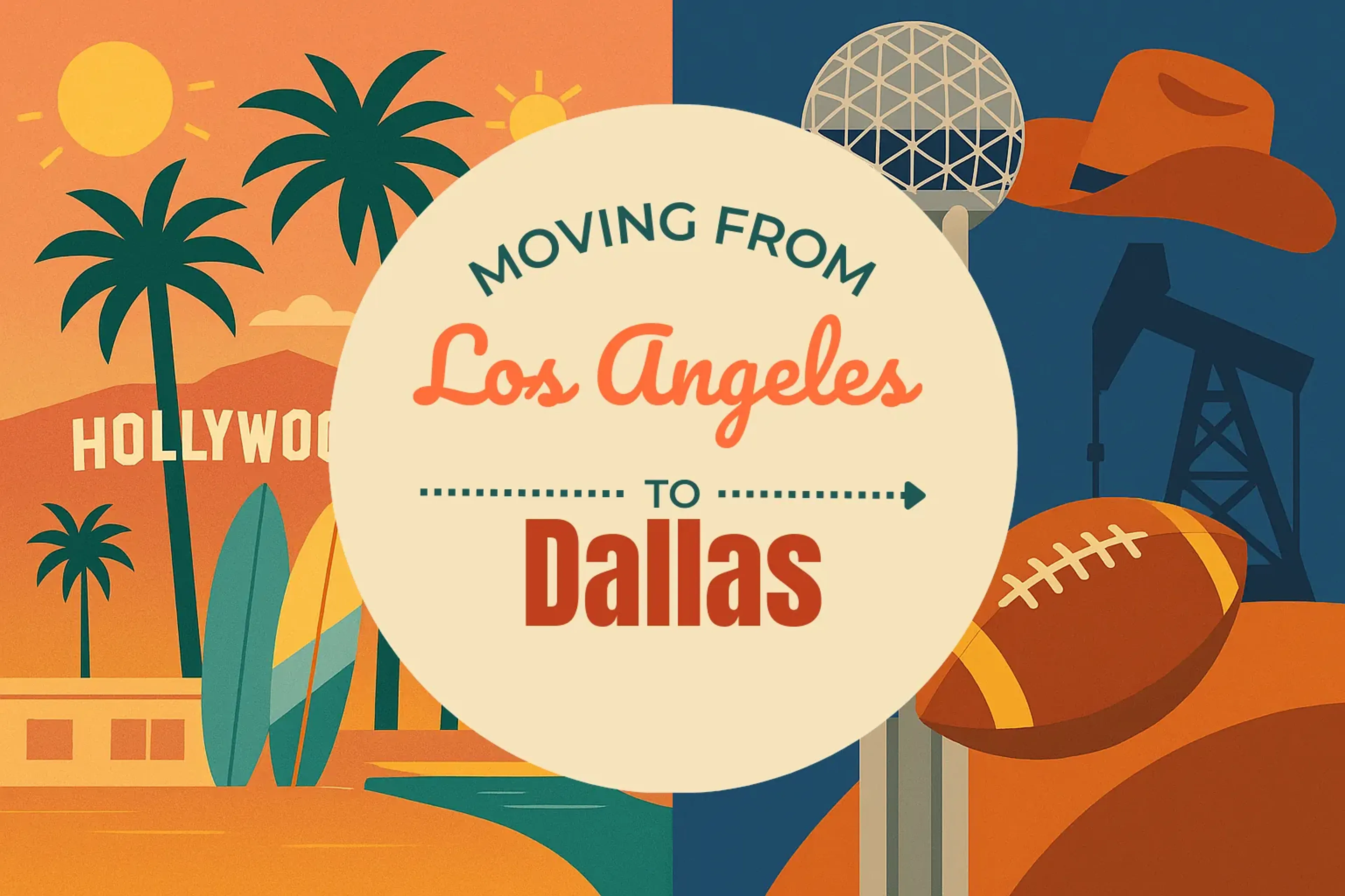 Side-by-side comparison of Los Angeles to Dallas moving companies