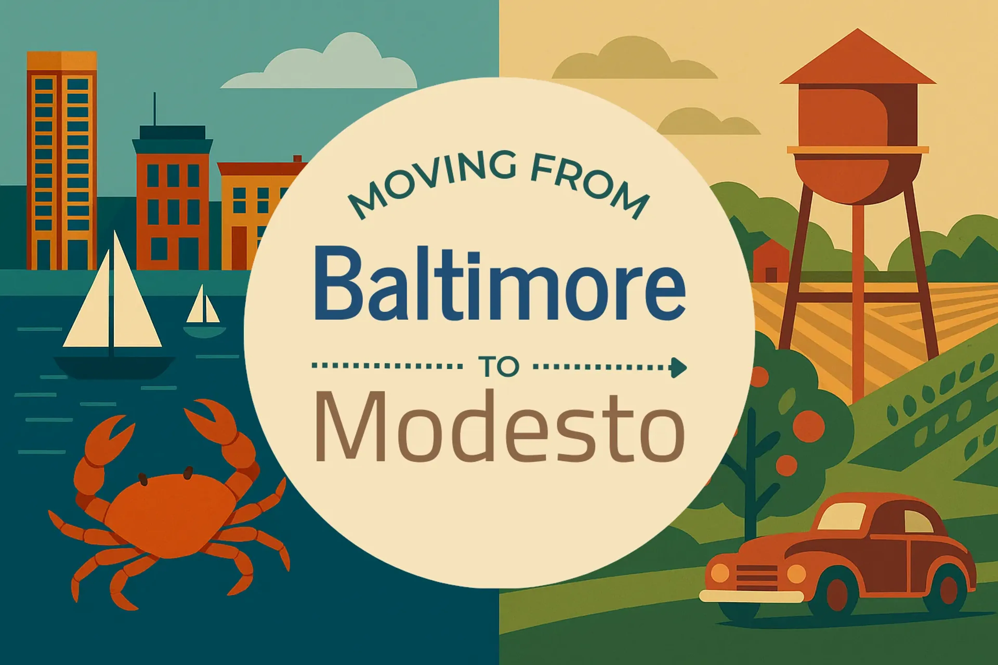 Side-by-side comparison of Baltimore to Modesto moving companies