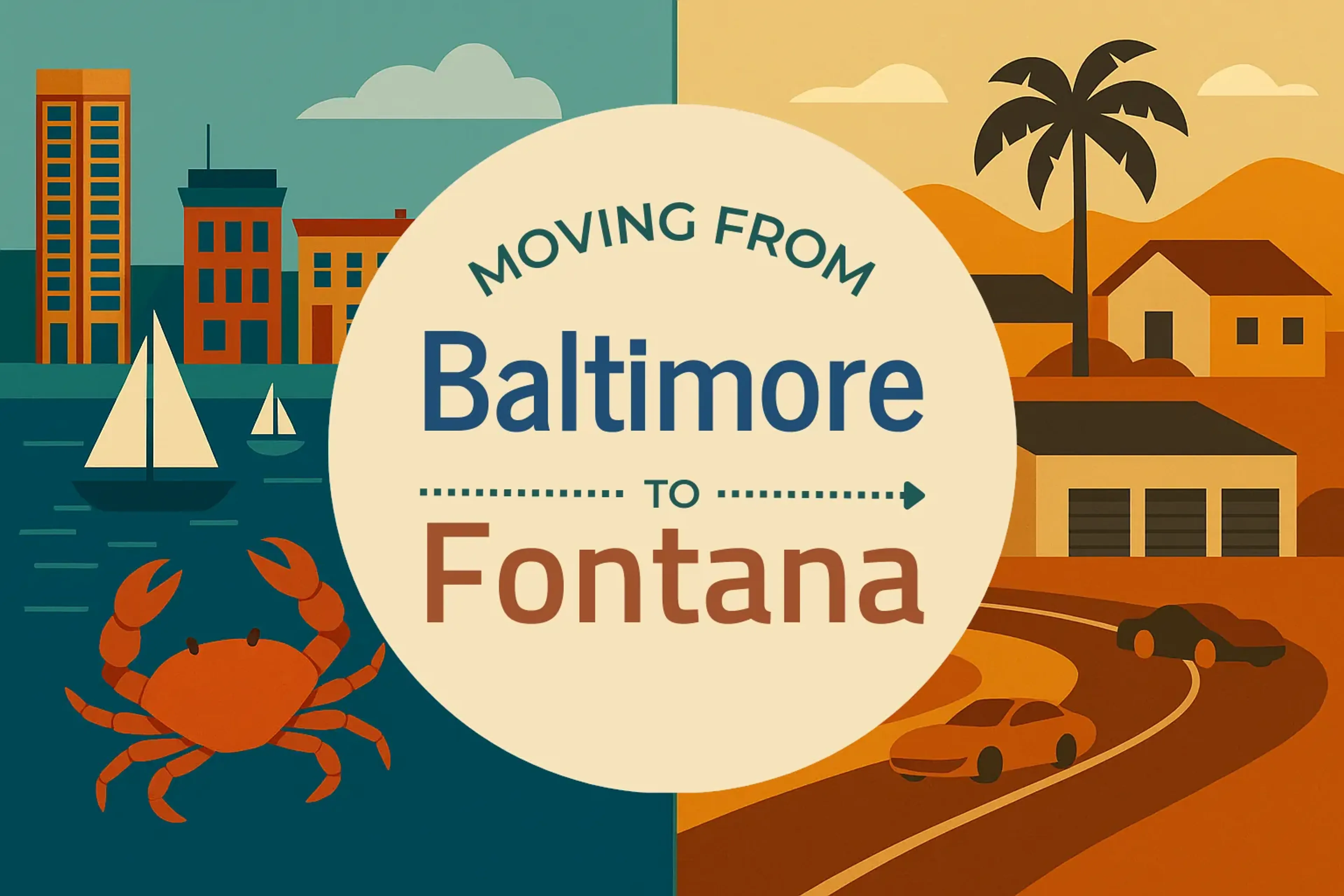 Side-by-side comparison of Baltimore to Fontana moving companies