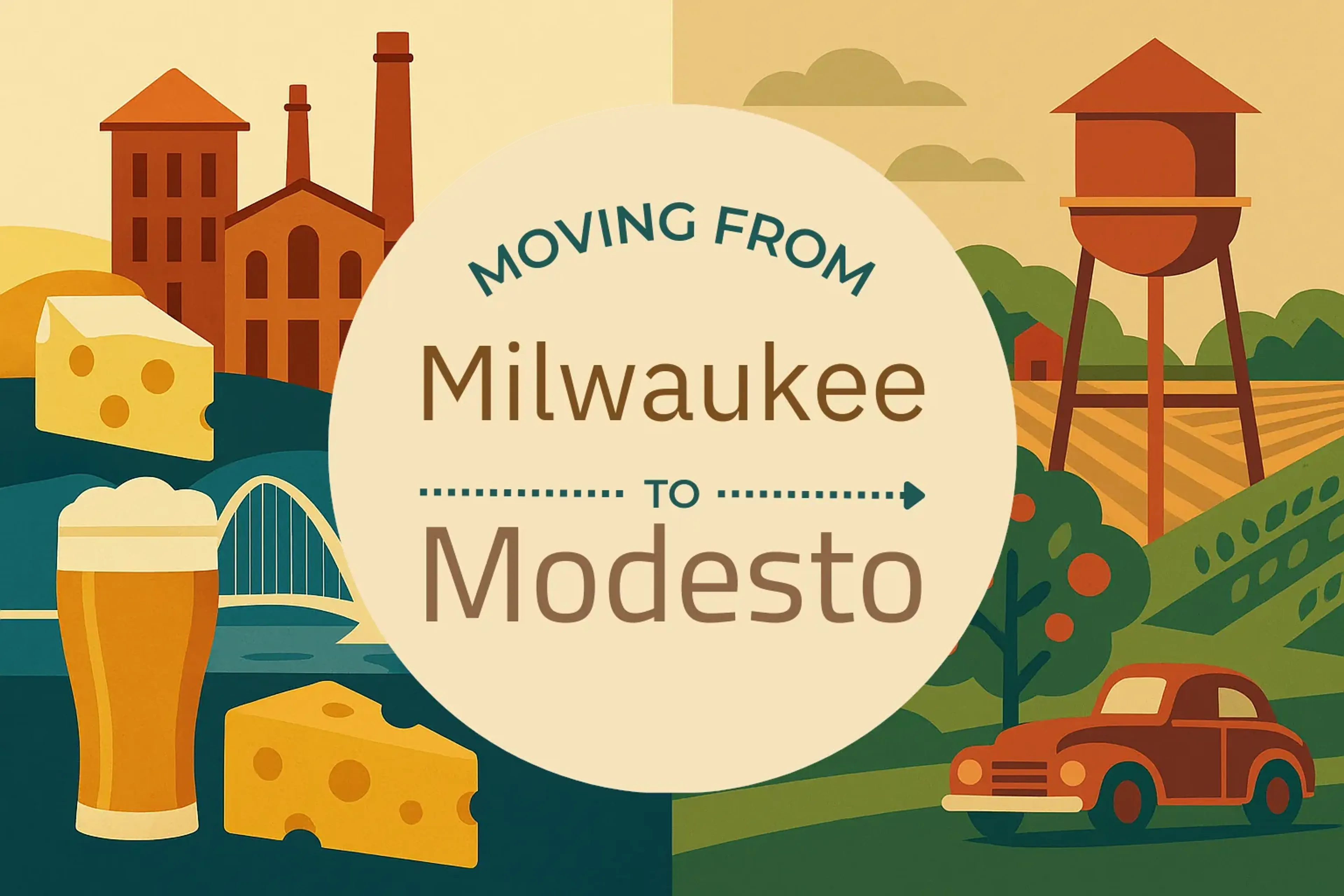 Side-by-side comparison of Milwaukee to Modesto moving companies