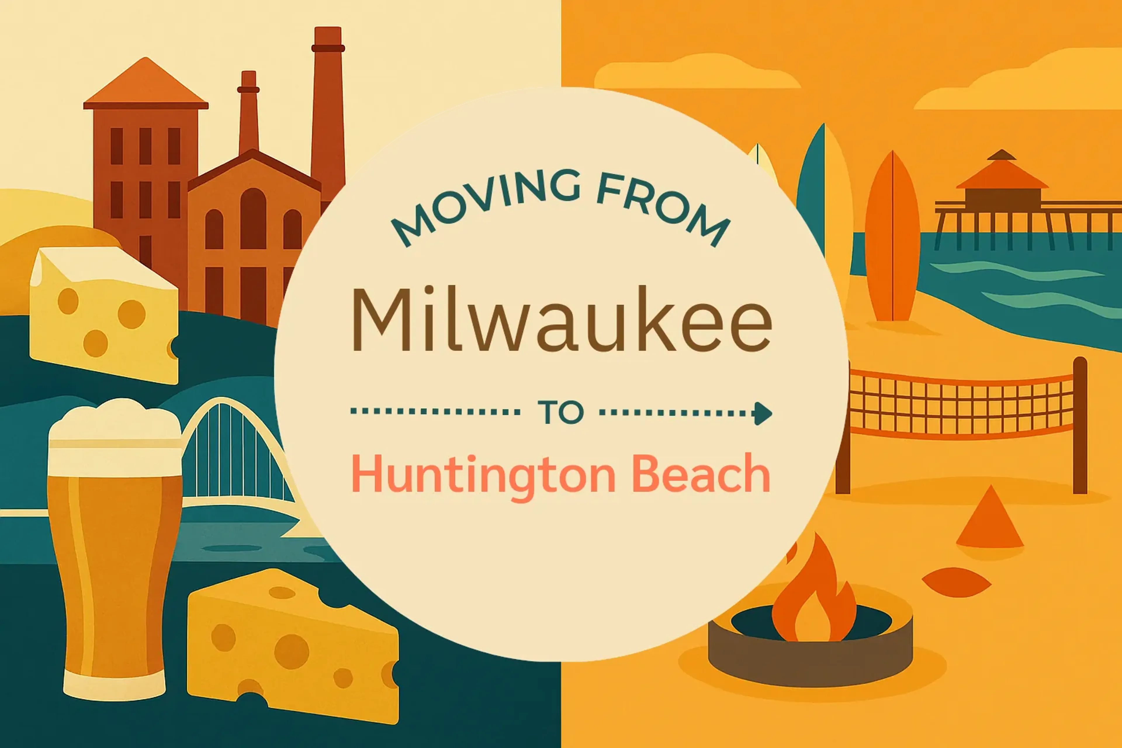Side-by-side comparison of Milwaukee to Huntington Beach moving companies