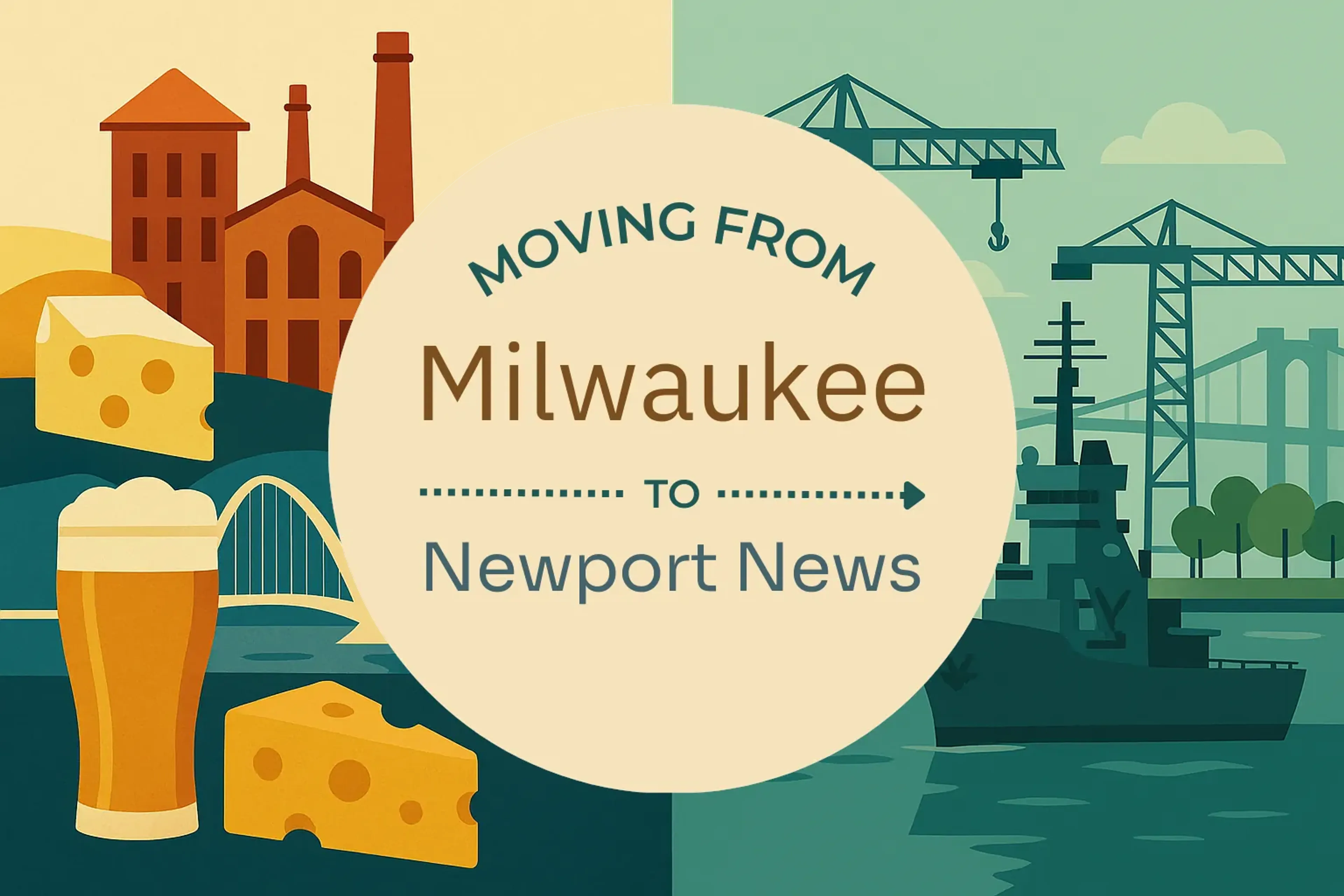 Side-by-side comparison of Milwaukee to Newport News moving companies