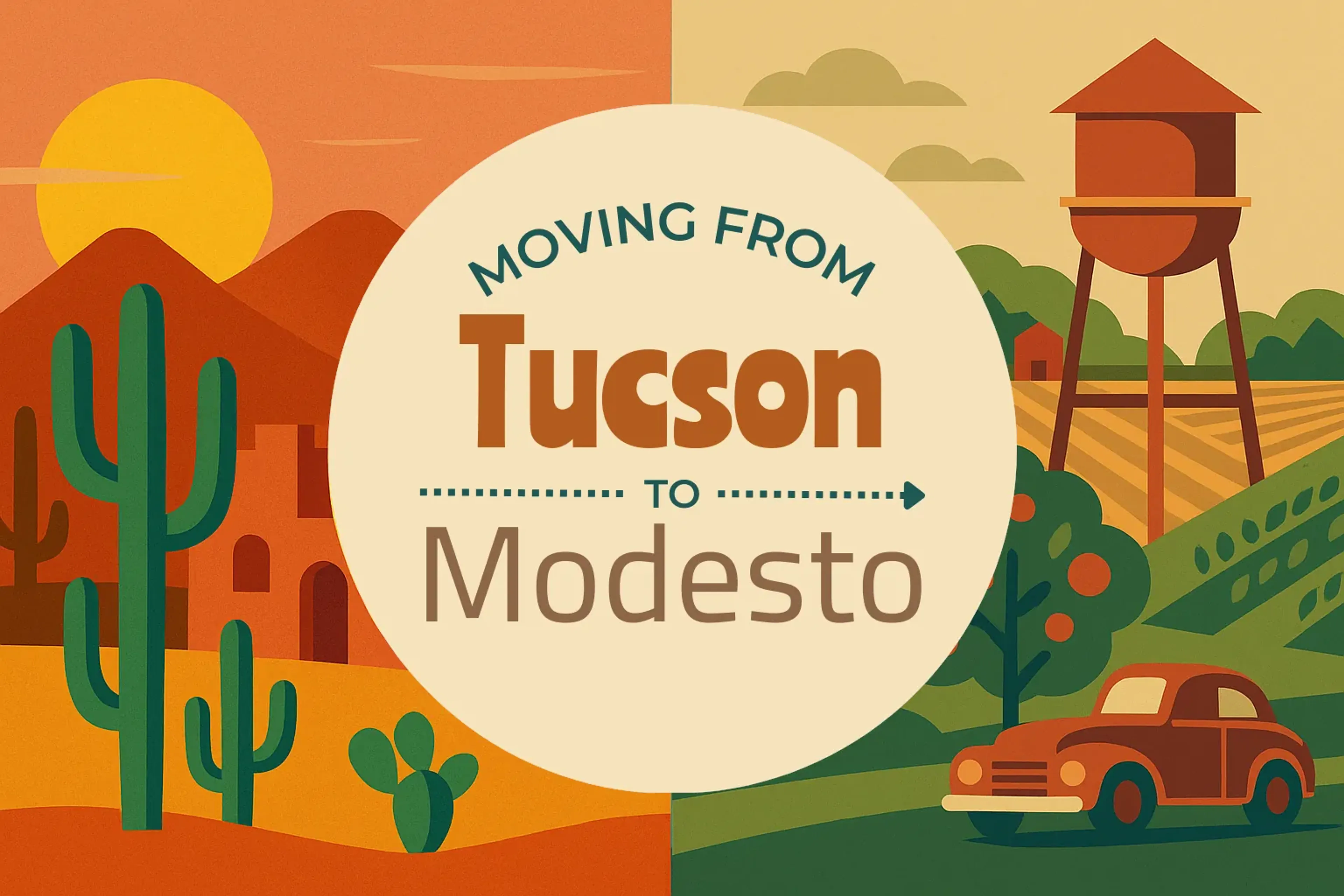 Side-by-side comparison of Tucson to Modesto moving companies