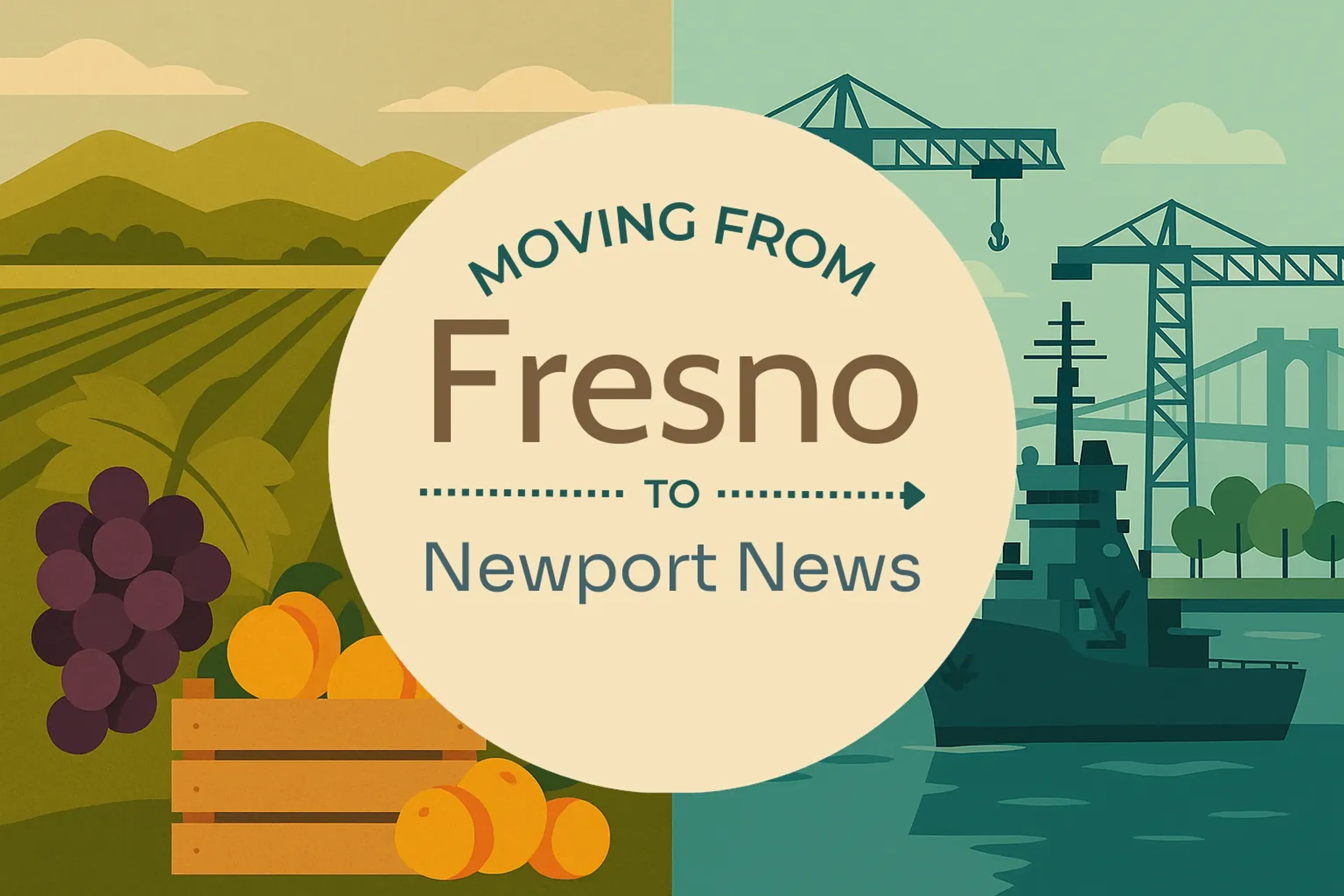 Side-by-side comparison of Fresno to Newport News moving companies