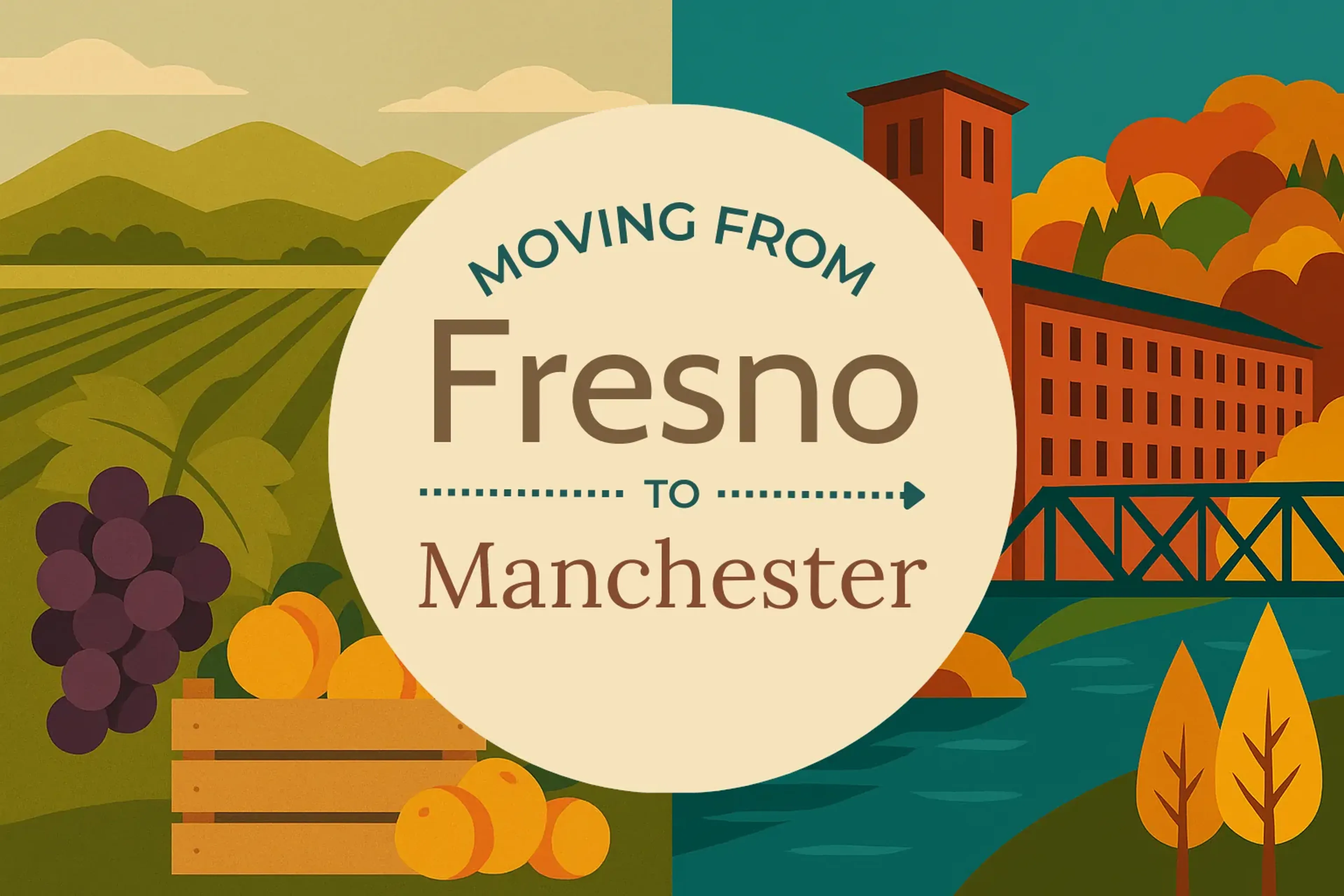 Side-by-side comparison of Fresno to Manchester moving companies