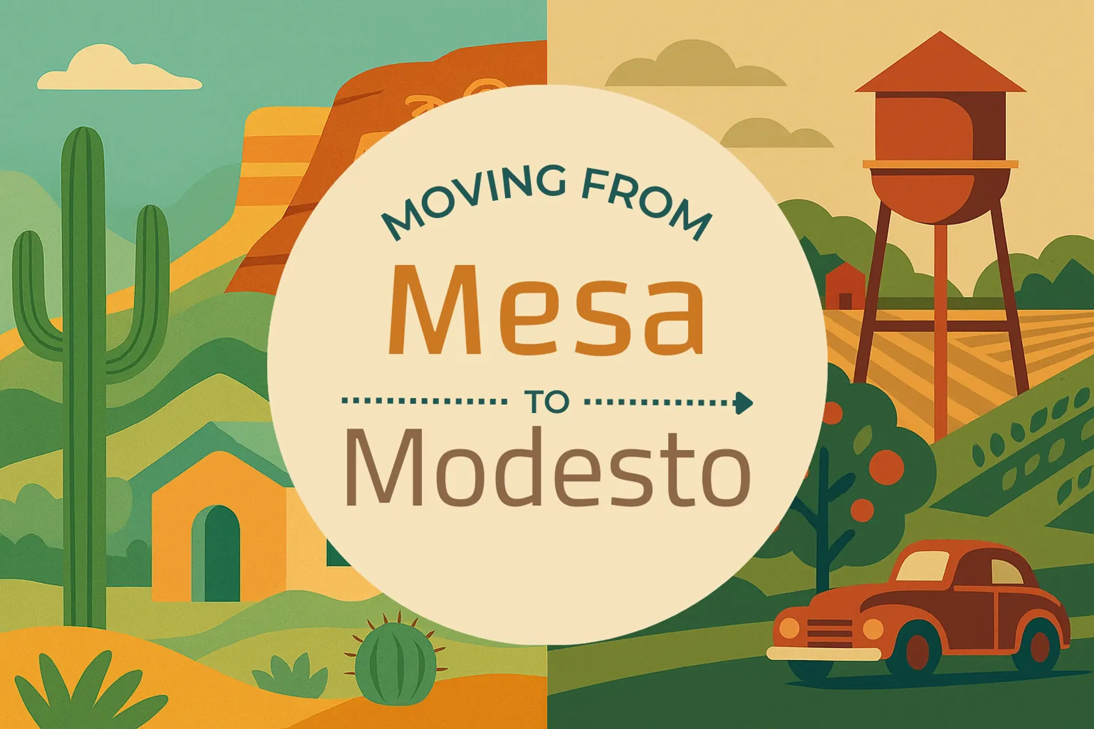 Side-by-side comparison of Mesa to Modesto moving companies