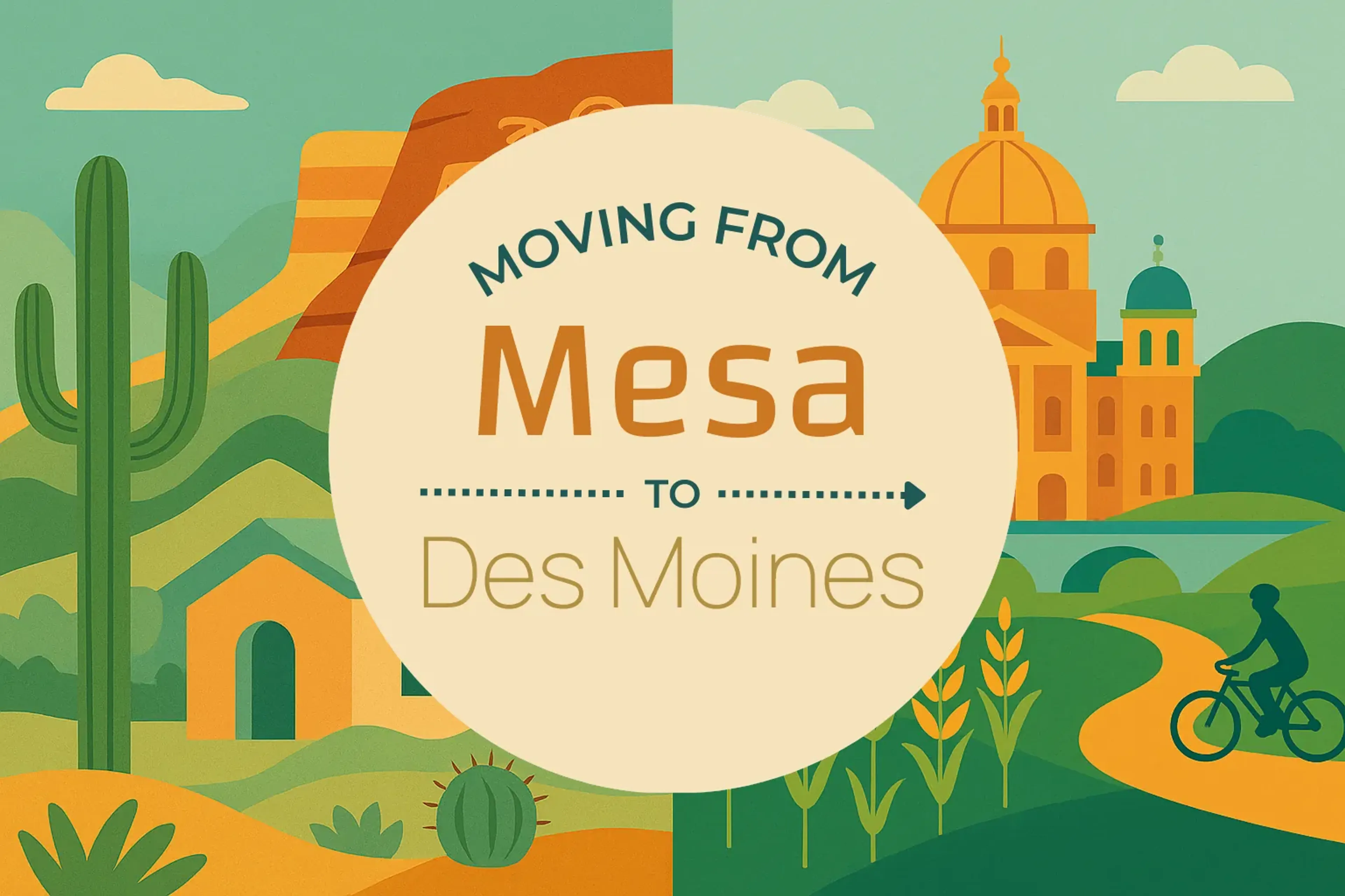 Side-by-side comparison of Mesa to Des Moines moving companies