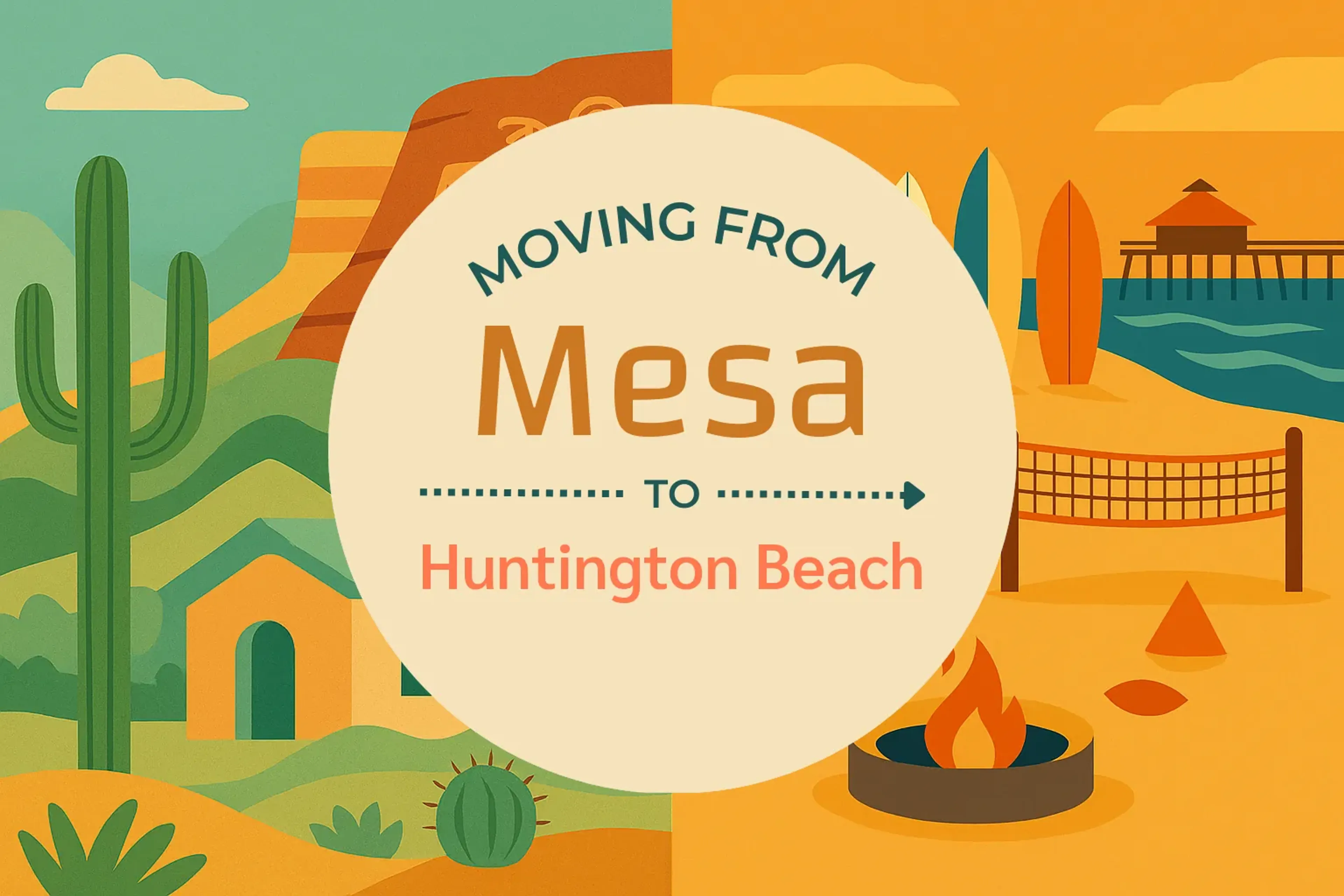 Side-by-side comparison of Mesa to Huntington Beach moving companies