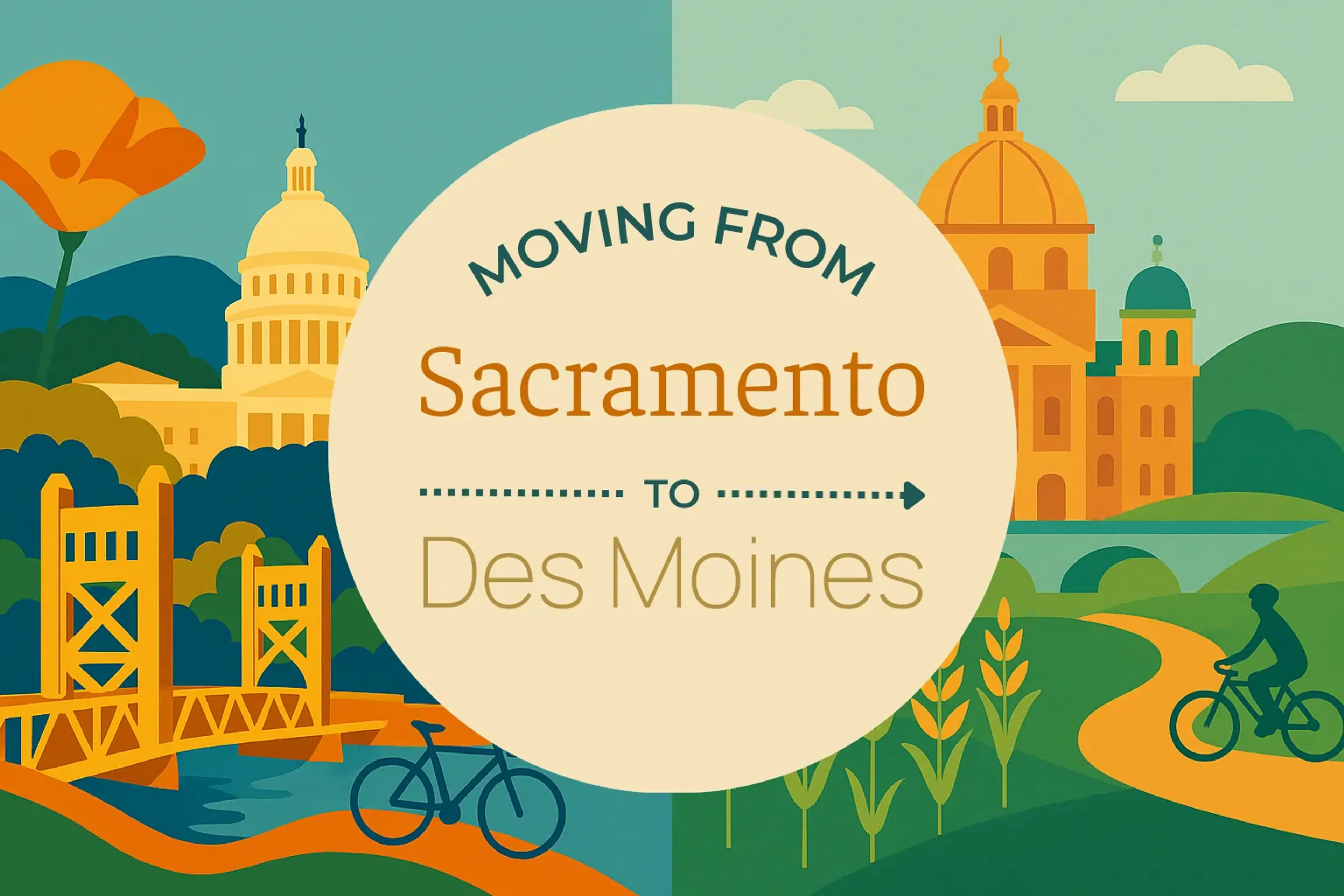 Side-by-side comparison of Sacramento to Des Moines moving companies