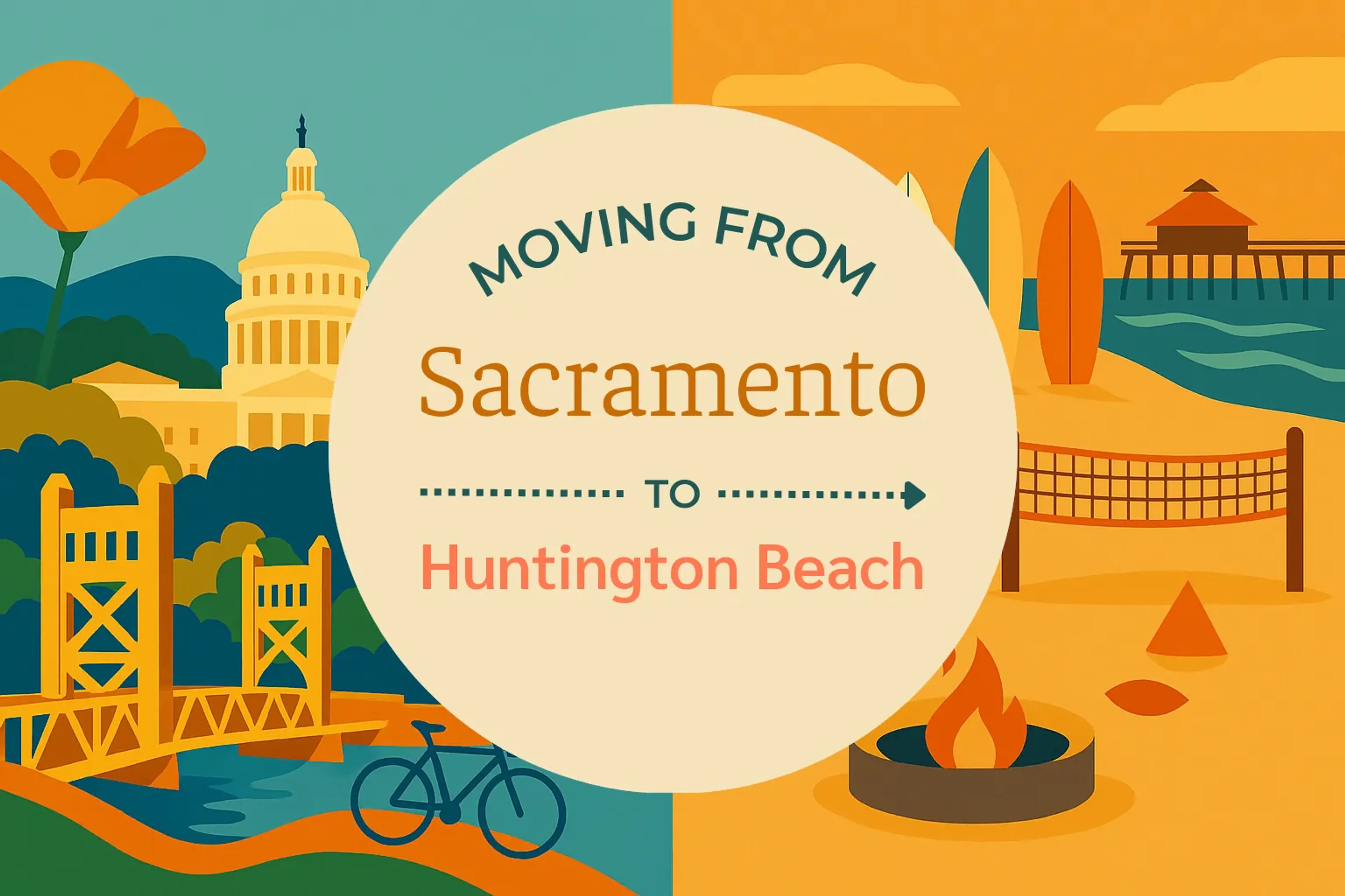 Side-by-side comparison of Sacramento to Huntington Beach moving companies