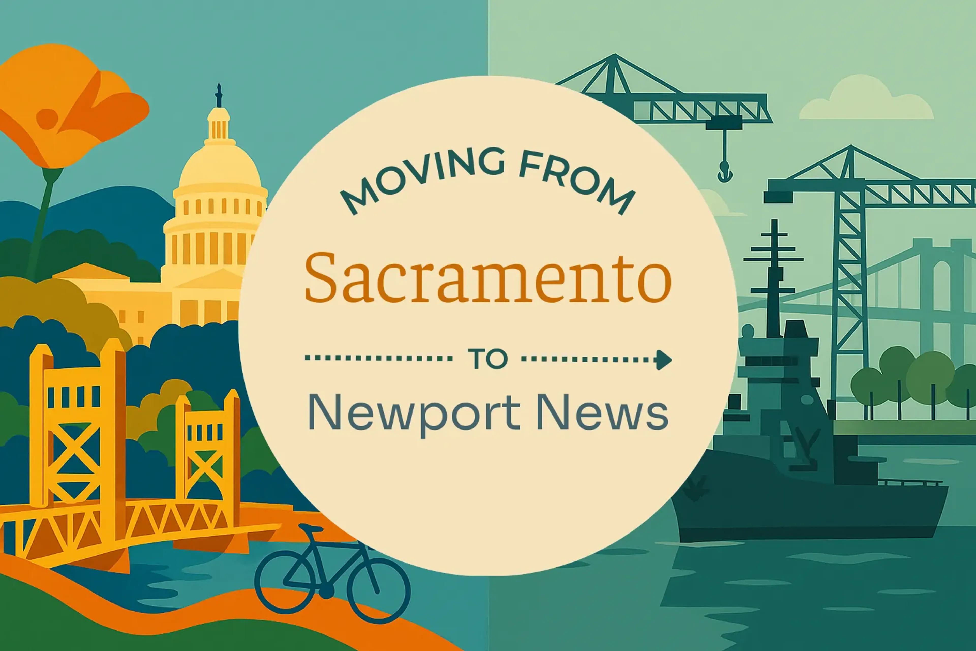 Side-by-side comparison of Sacramento to Newport News moving companies