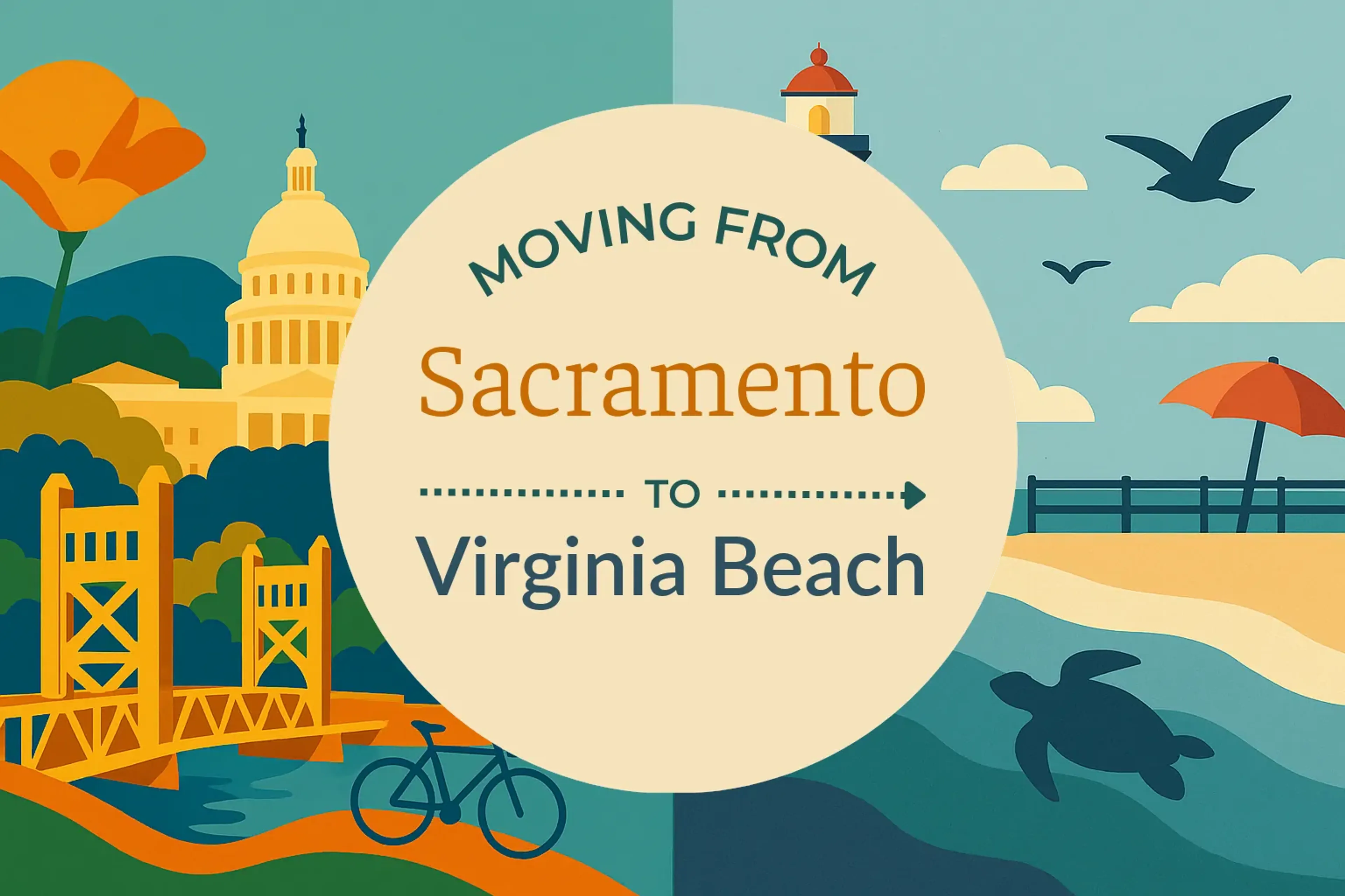 Side-by-side comparison of Sacramento to Virginia Beach moving companies