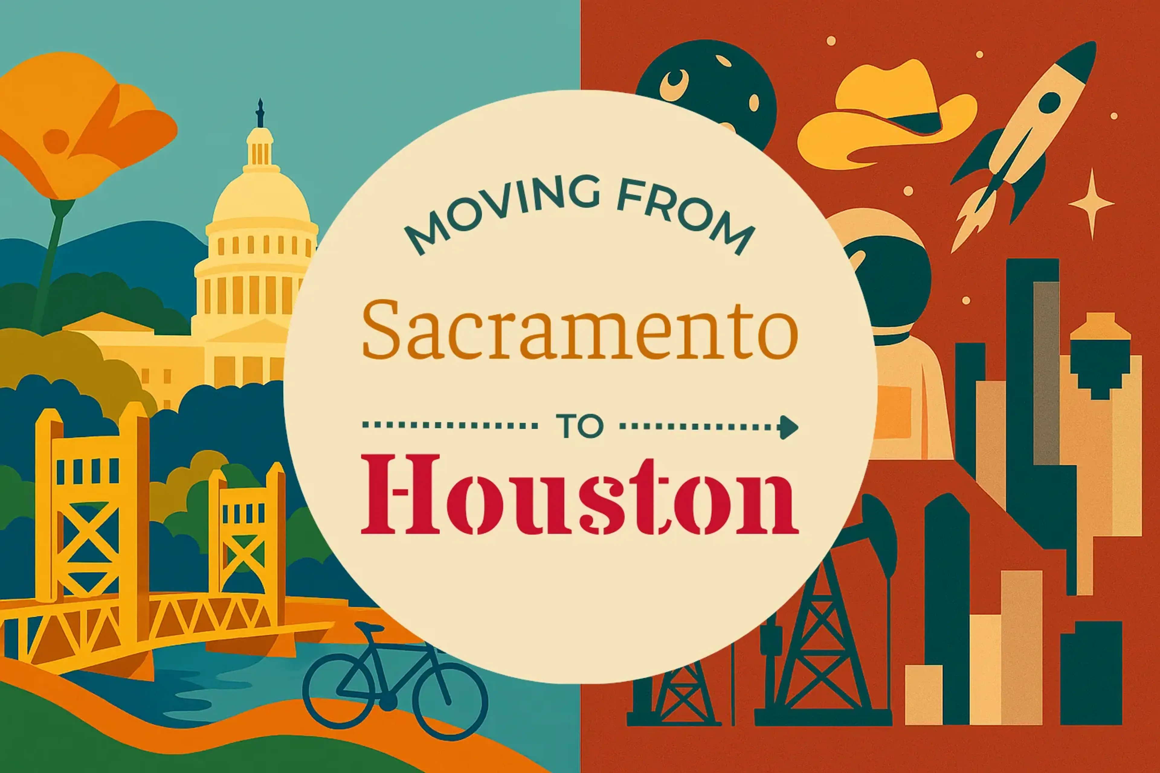 Side-by-side comparison of Sacramento to Houston moving companies