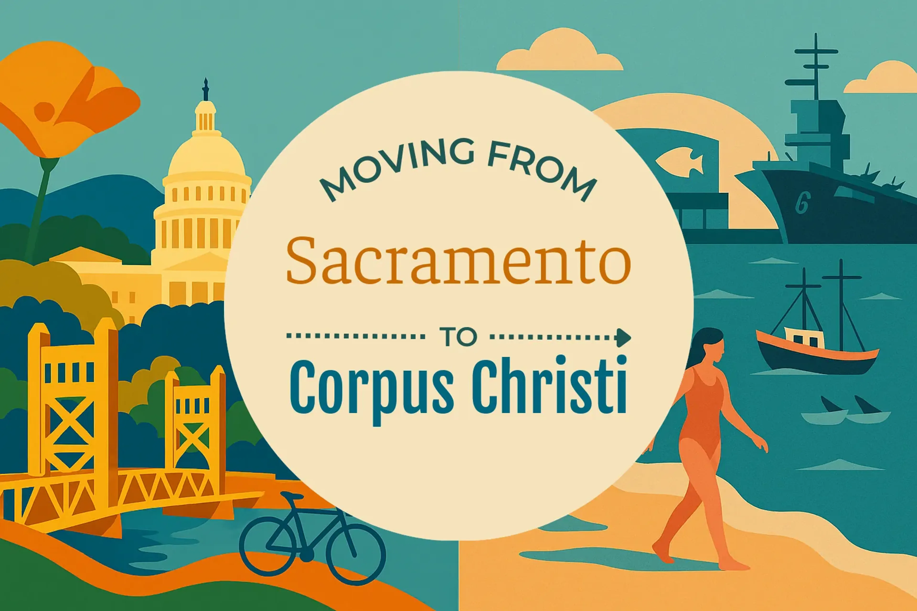 Side-by-side comparison of Sacramento to Corpus Christi moving companies
