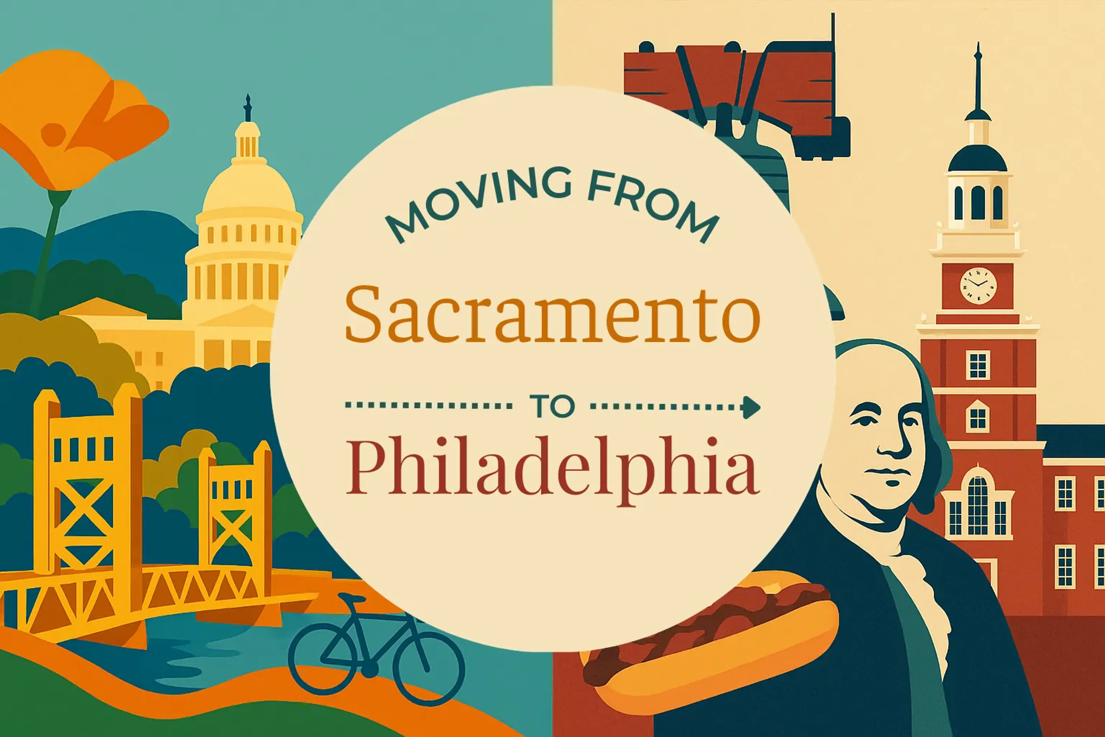 Side-by-side comparison of Sacramento to Philadelphia moving companies