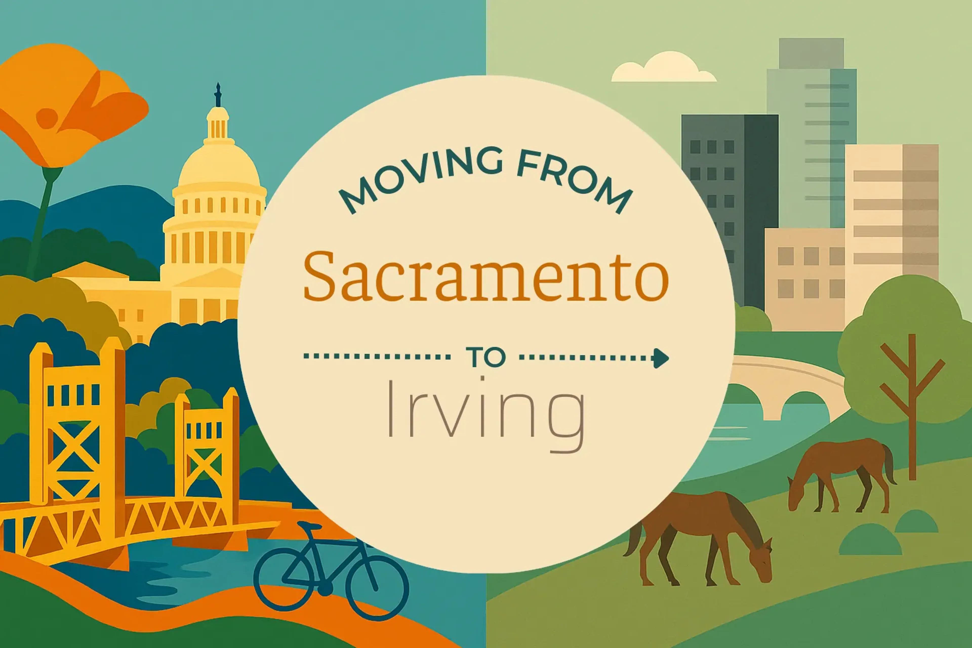 Side-by-side comparison of Sacramento to Irving moving companies