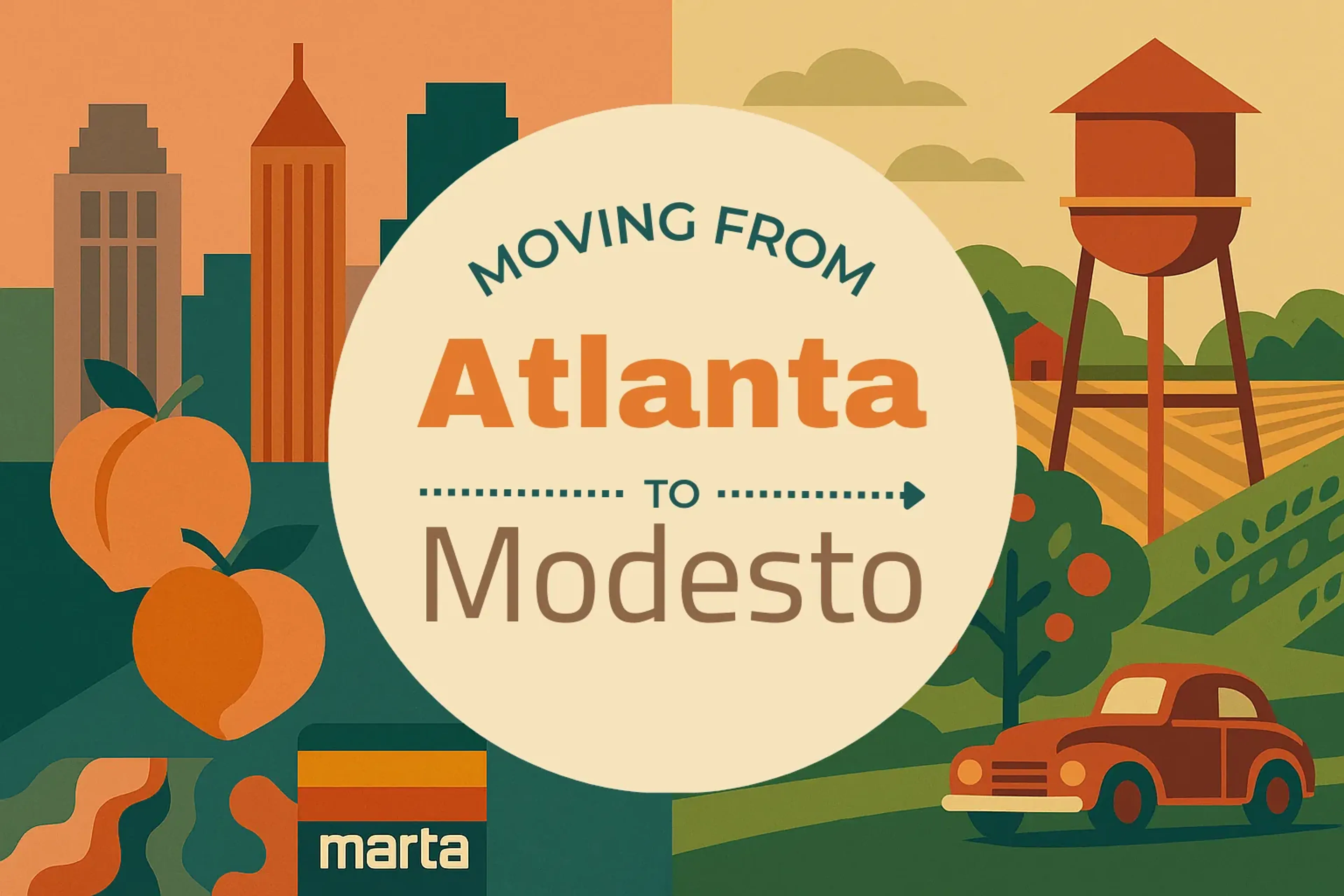 Side-by-side comparison of Atlanta to Modesto moving companies