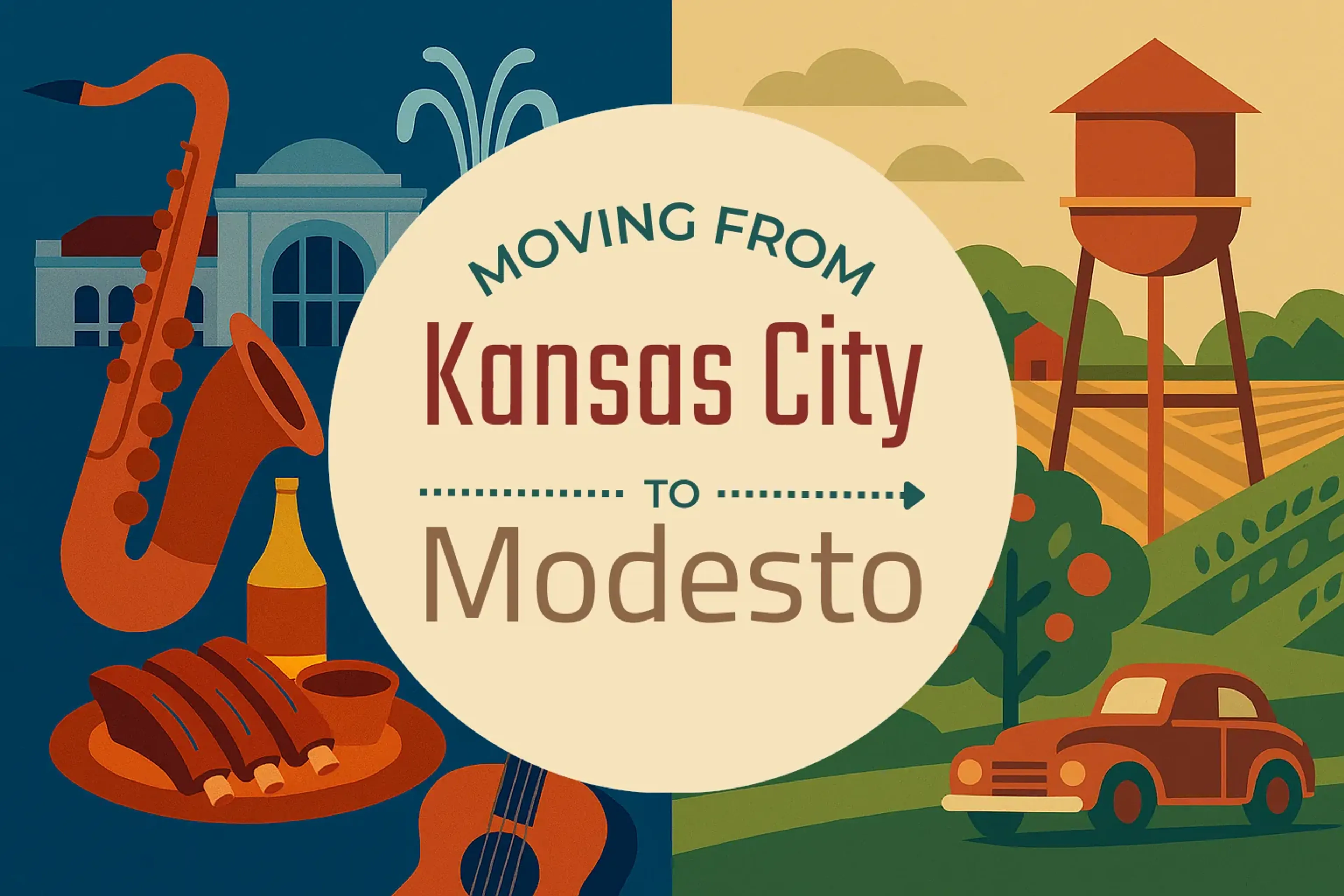Side-by-side comparison of Kansas City to Modesto moving companies