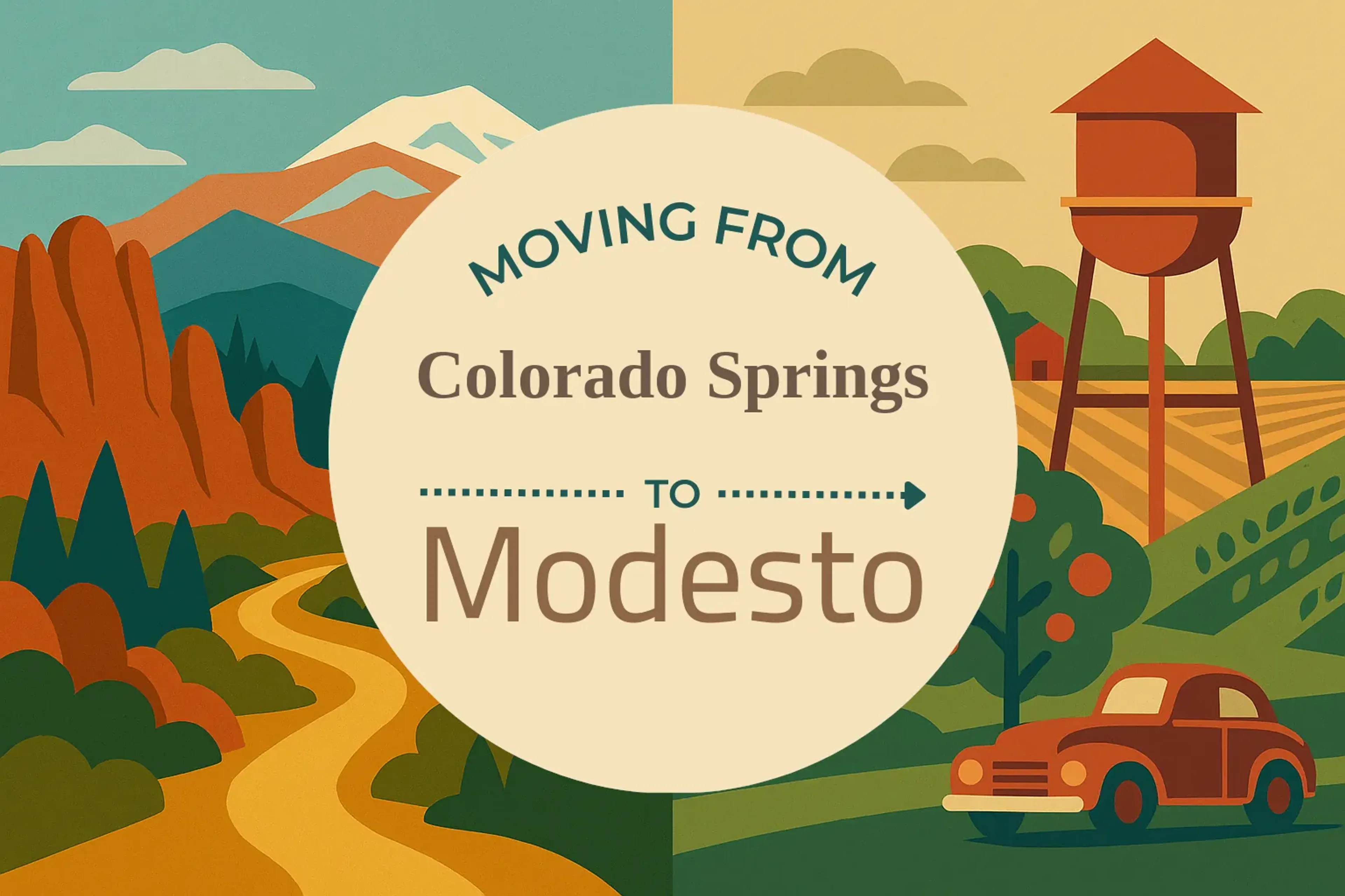 Side-by-side comparison of Colorado Springs to Modesto moving companies