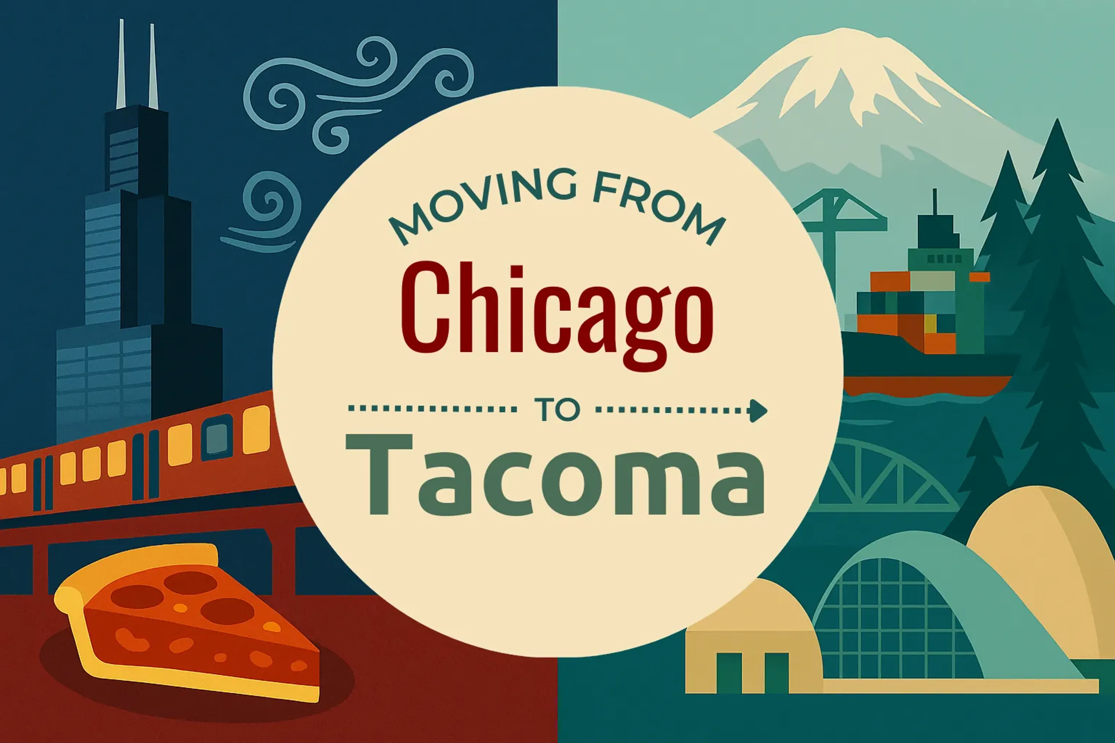 Side-by-side comparison of Chicago to Tacoma moving companies