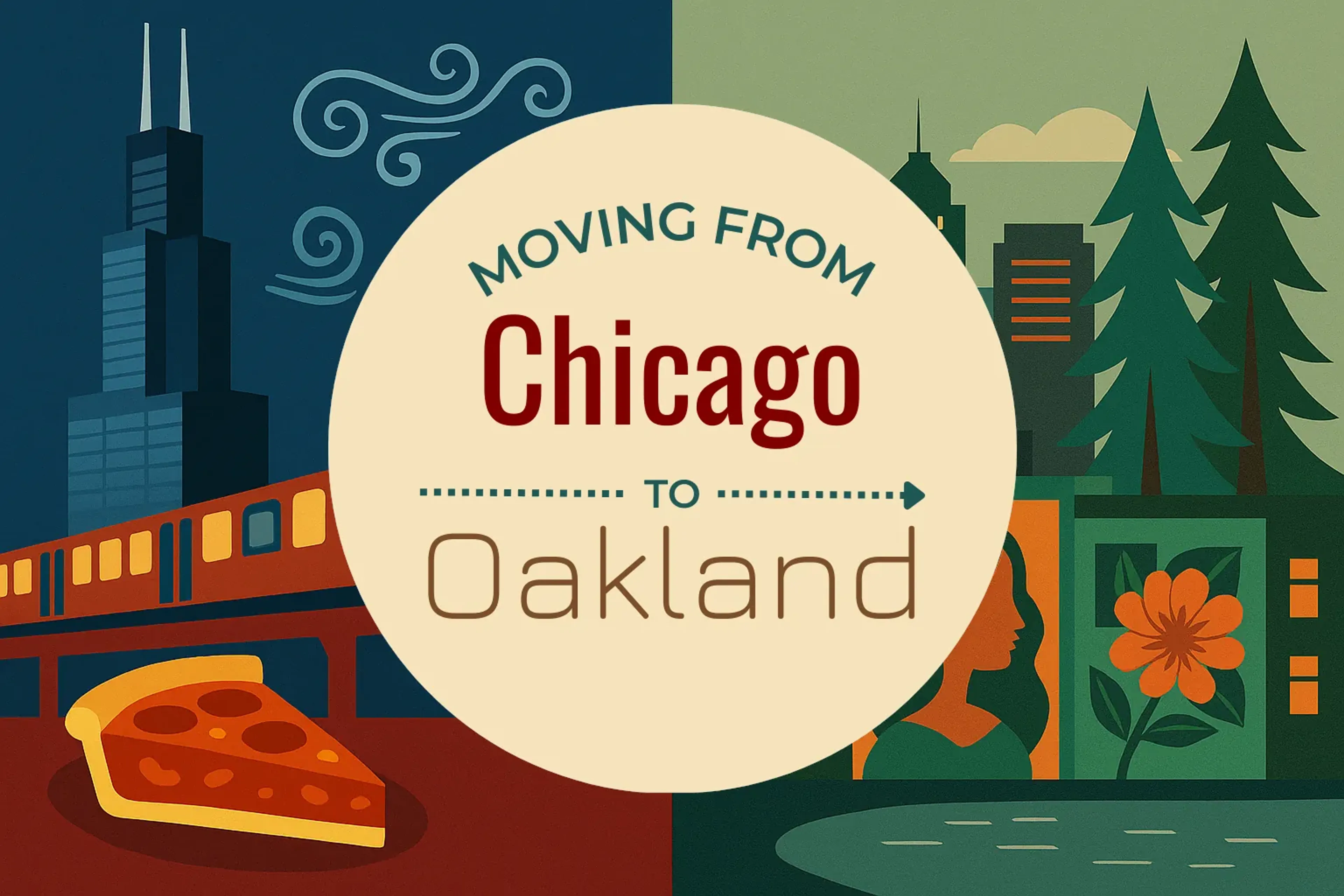 Side-by-side comparison of Chicago to Oakland moving companies