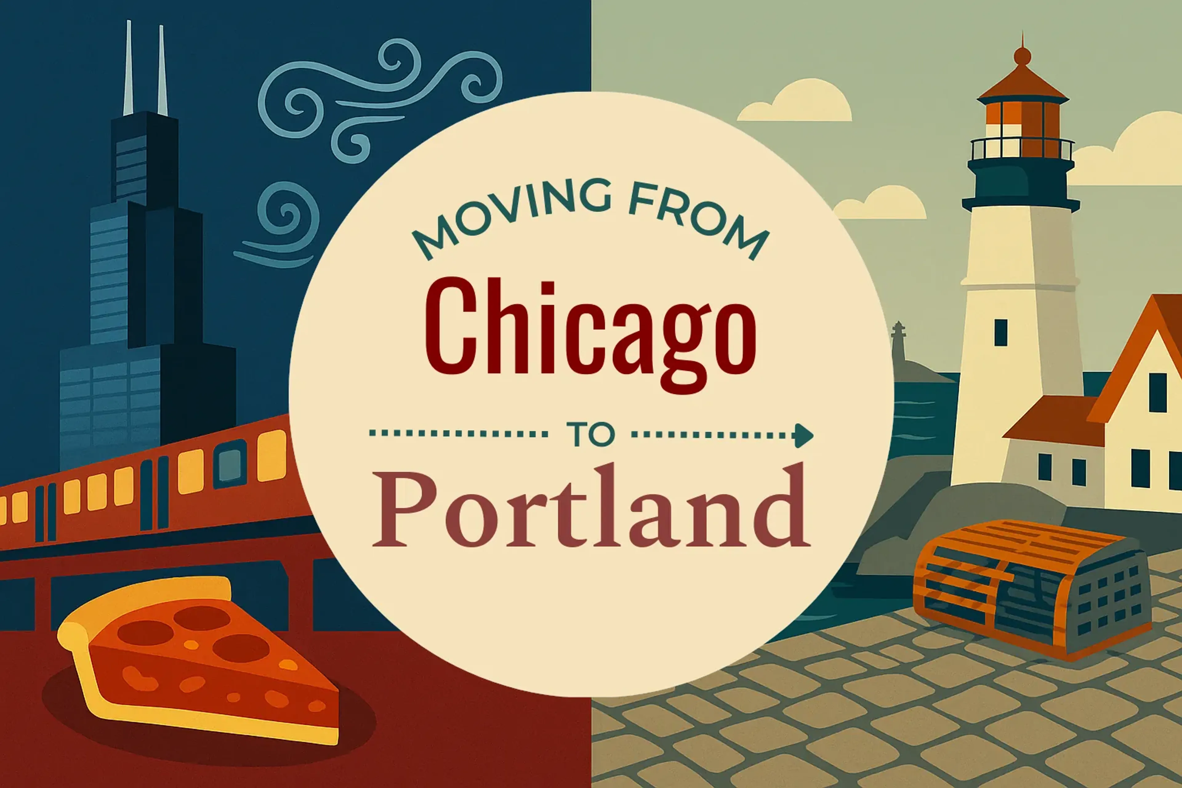 Side-by-side comparison of Chicago to Portland moving companies
