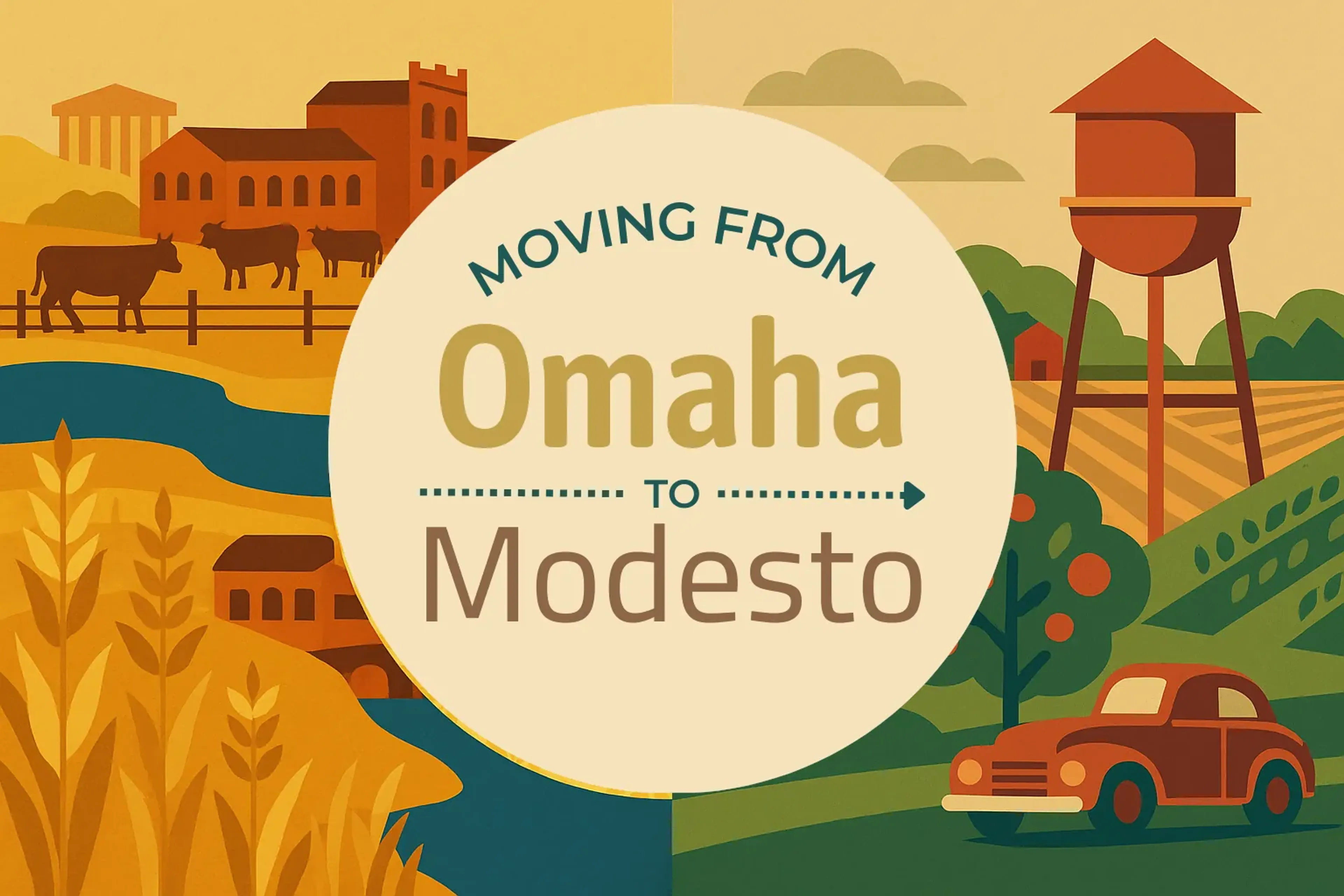 Side-by-side comparison of Omaha to Modesto moving companies