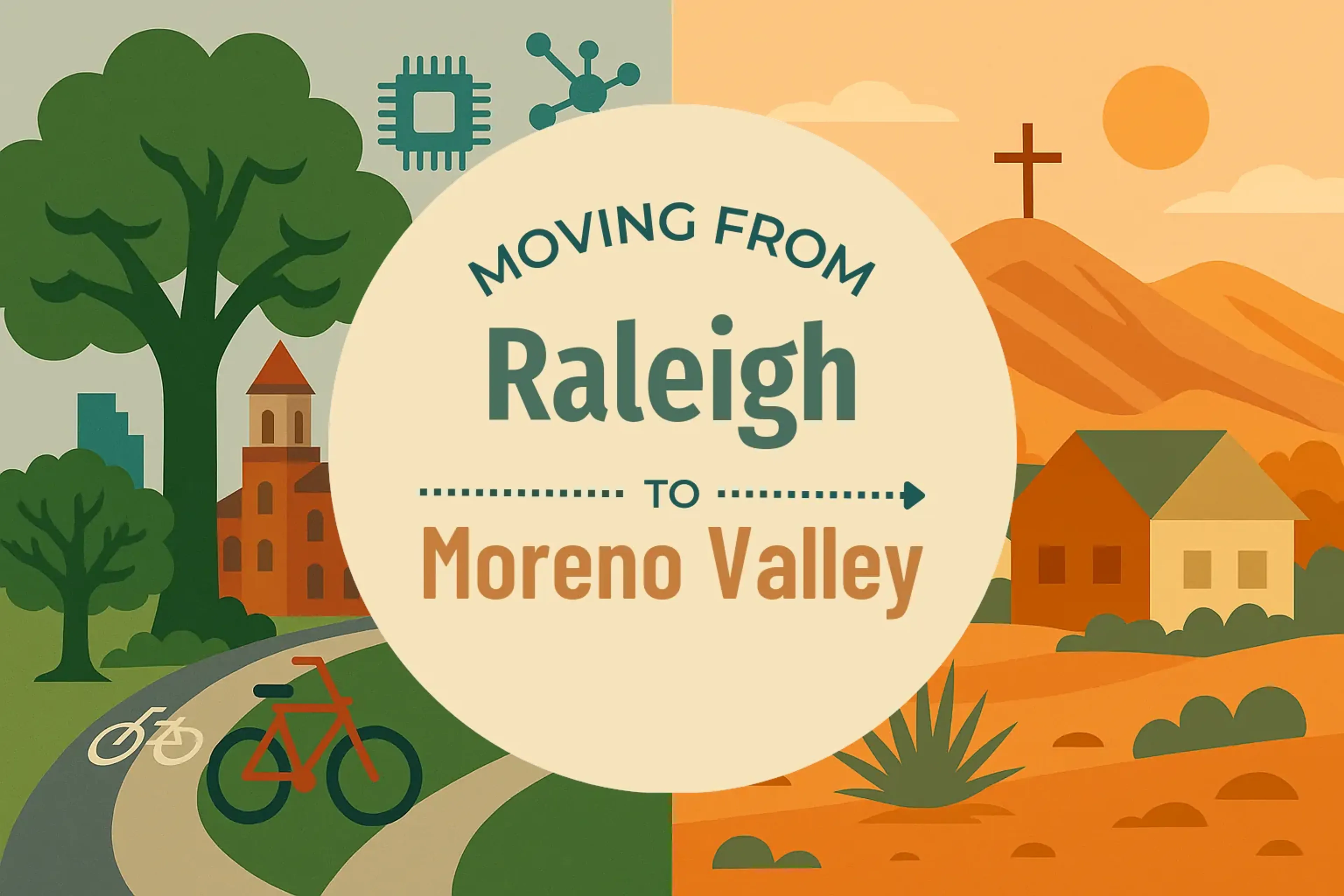 Side-by-side comparison of Raleigh to Moreno Valley moving companies