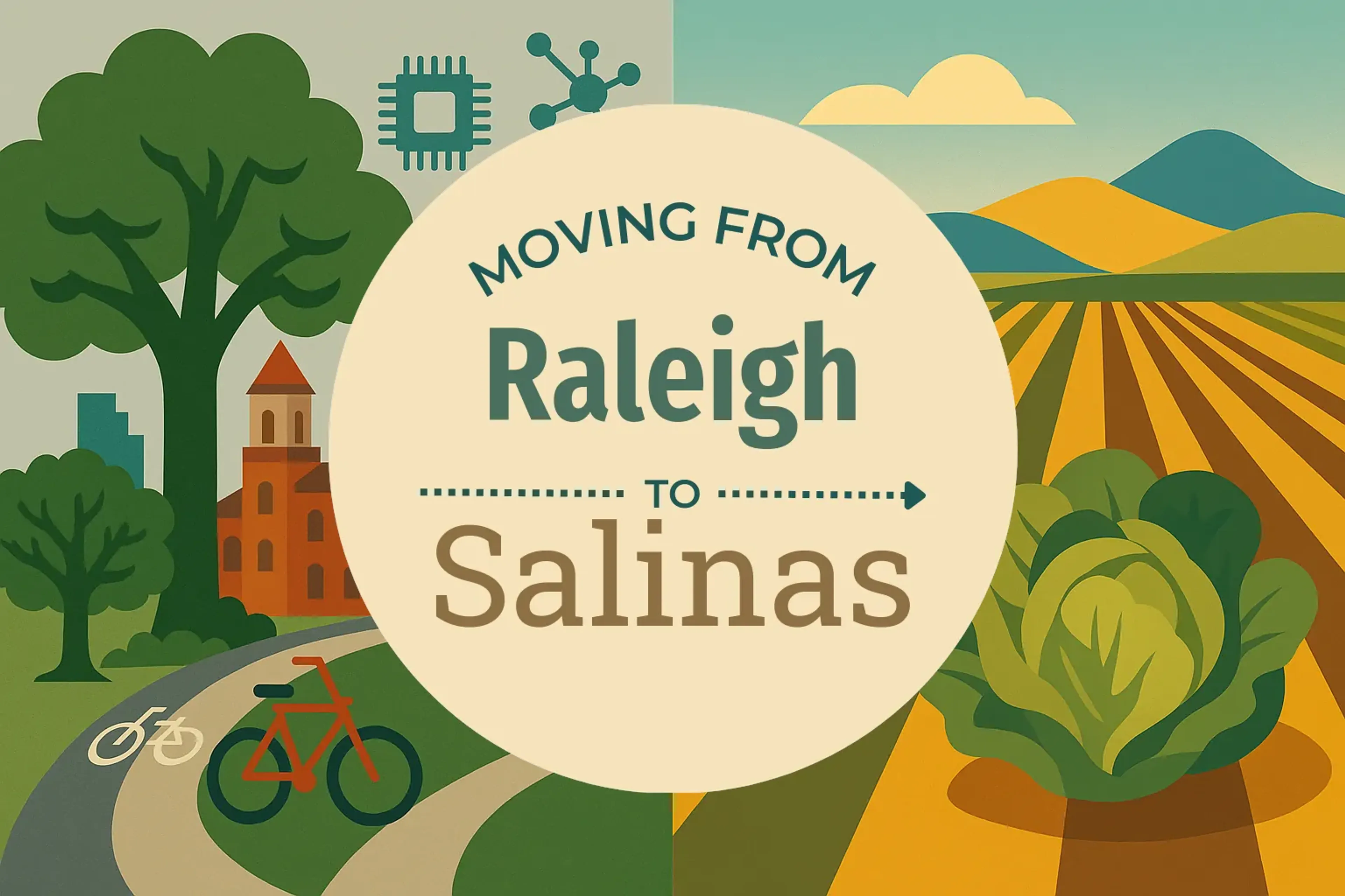 Side-by-side comparison of Raleigh to Salinas moving companies