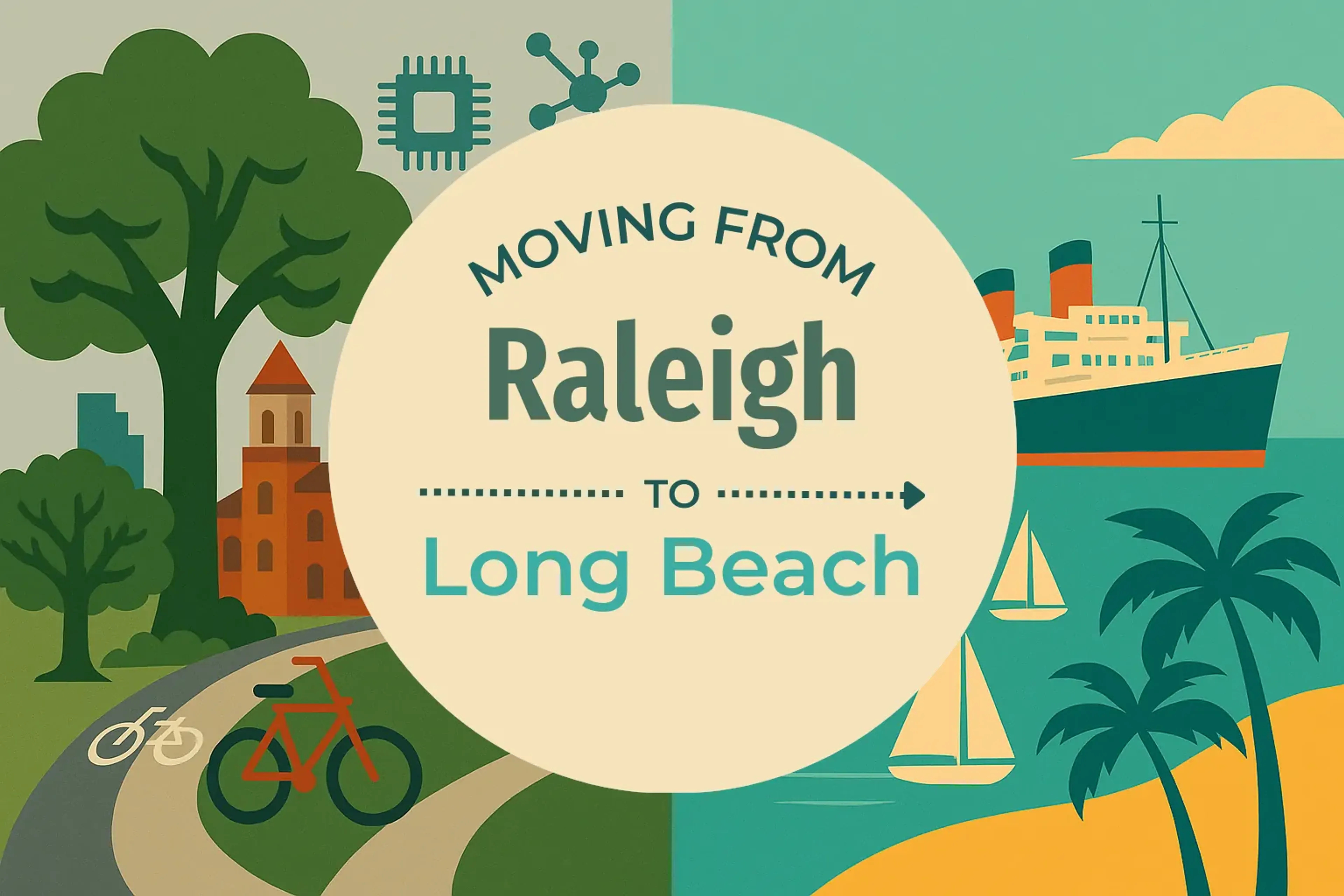 Side-by-side comparison of Raleigh to Long Beach moving companies