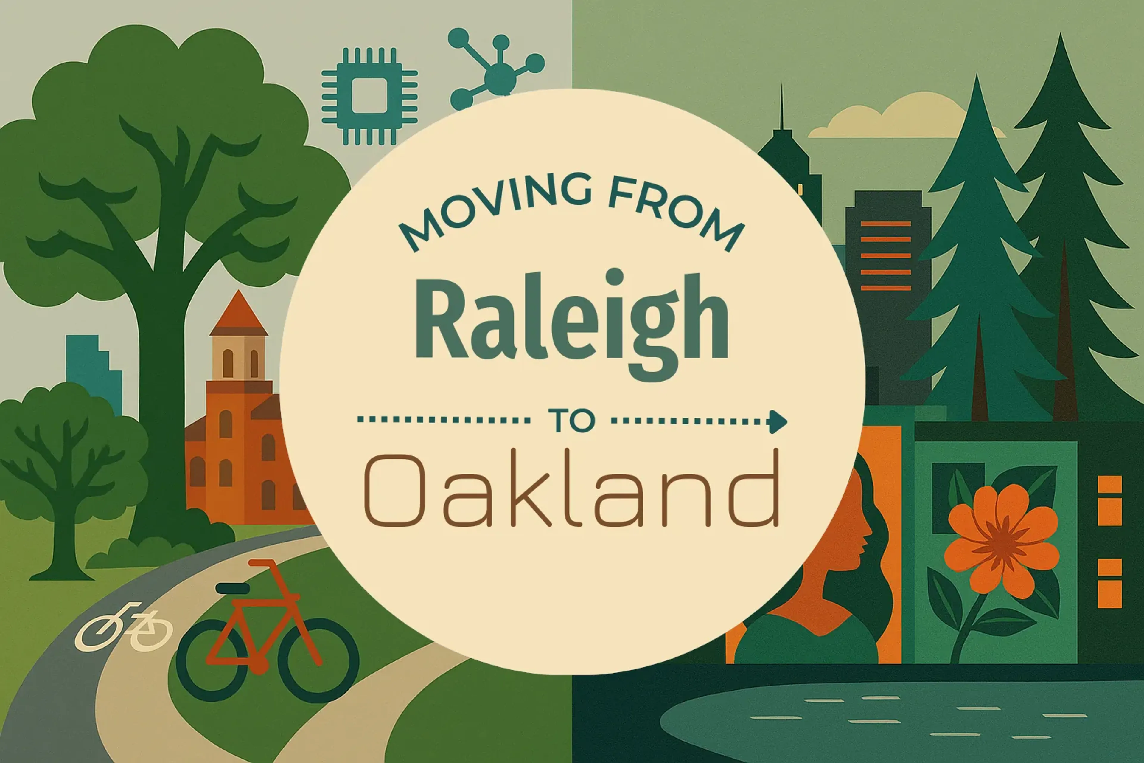 Side-by-side comparison of Raleigh to Oakland moving companies