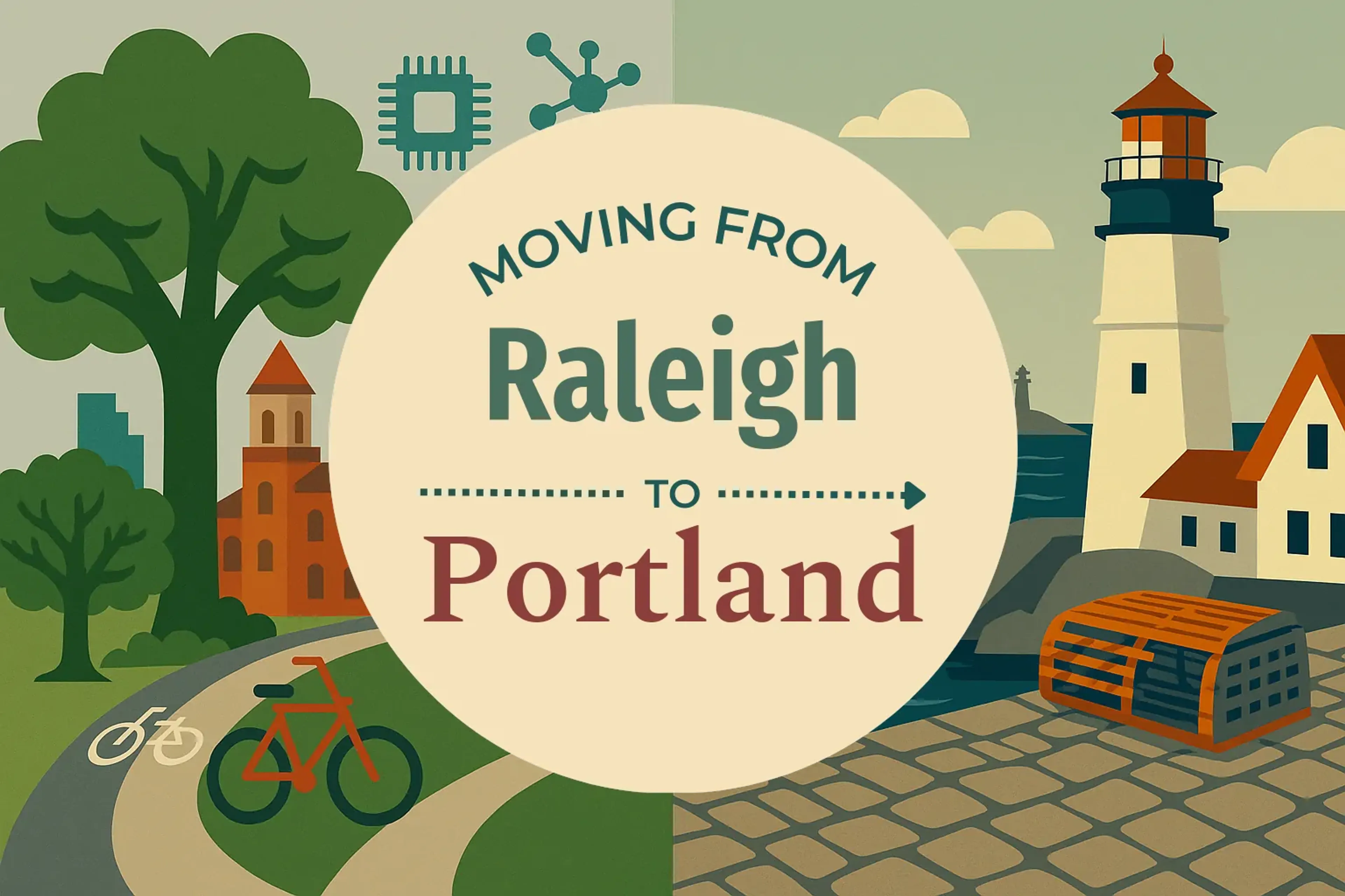 Side-by-side comparison of Raleigh to Portland moving companies