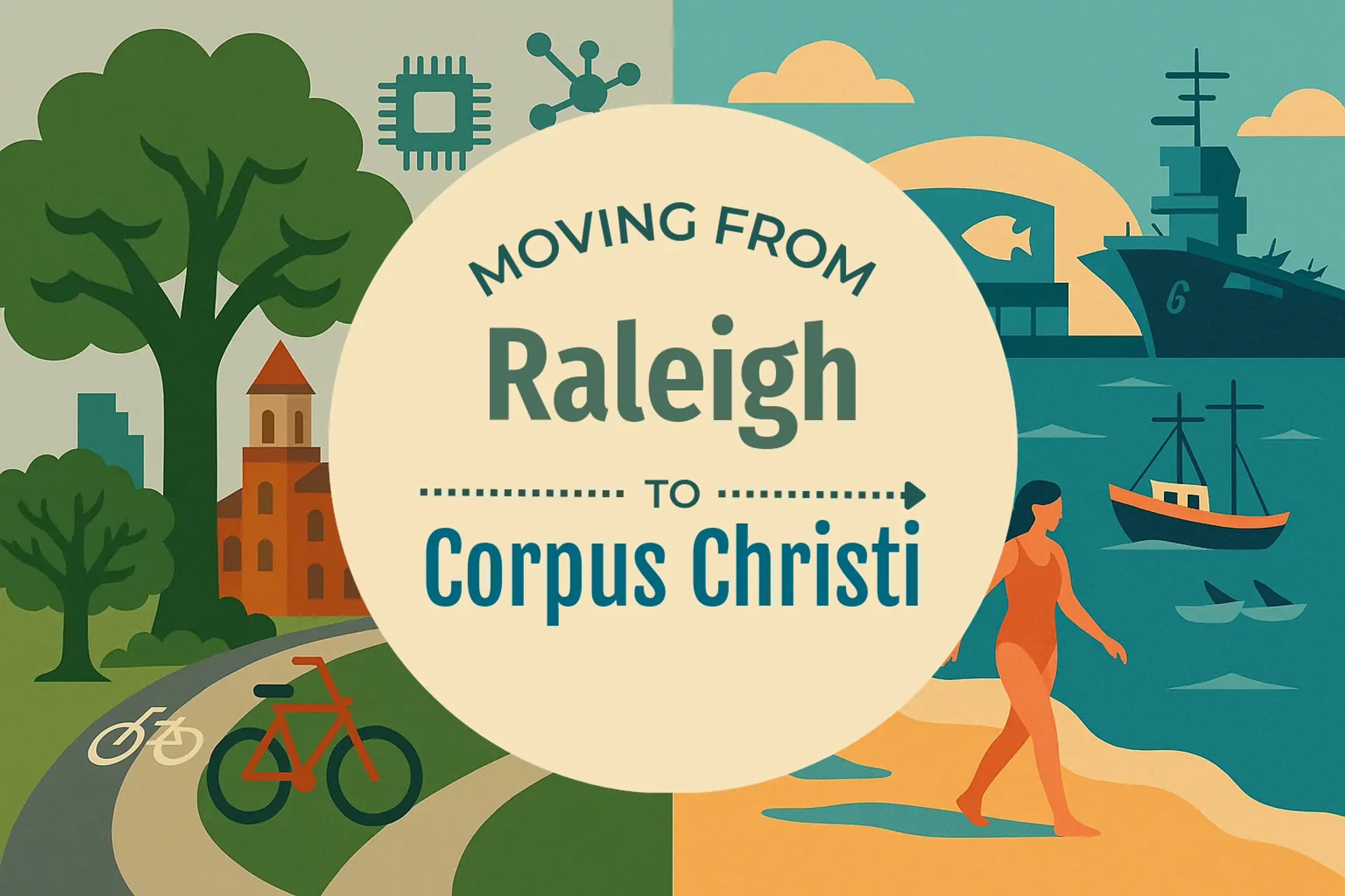 Side-by-side comparison of Raleigh to Corpus Christi moving companies