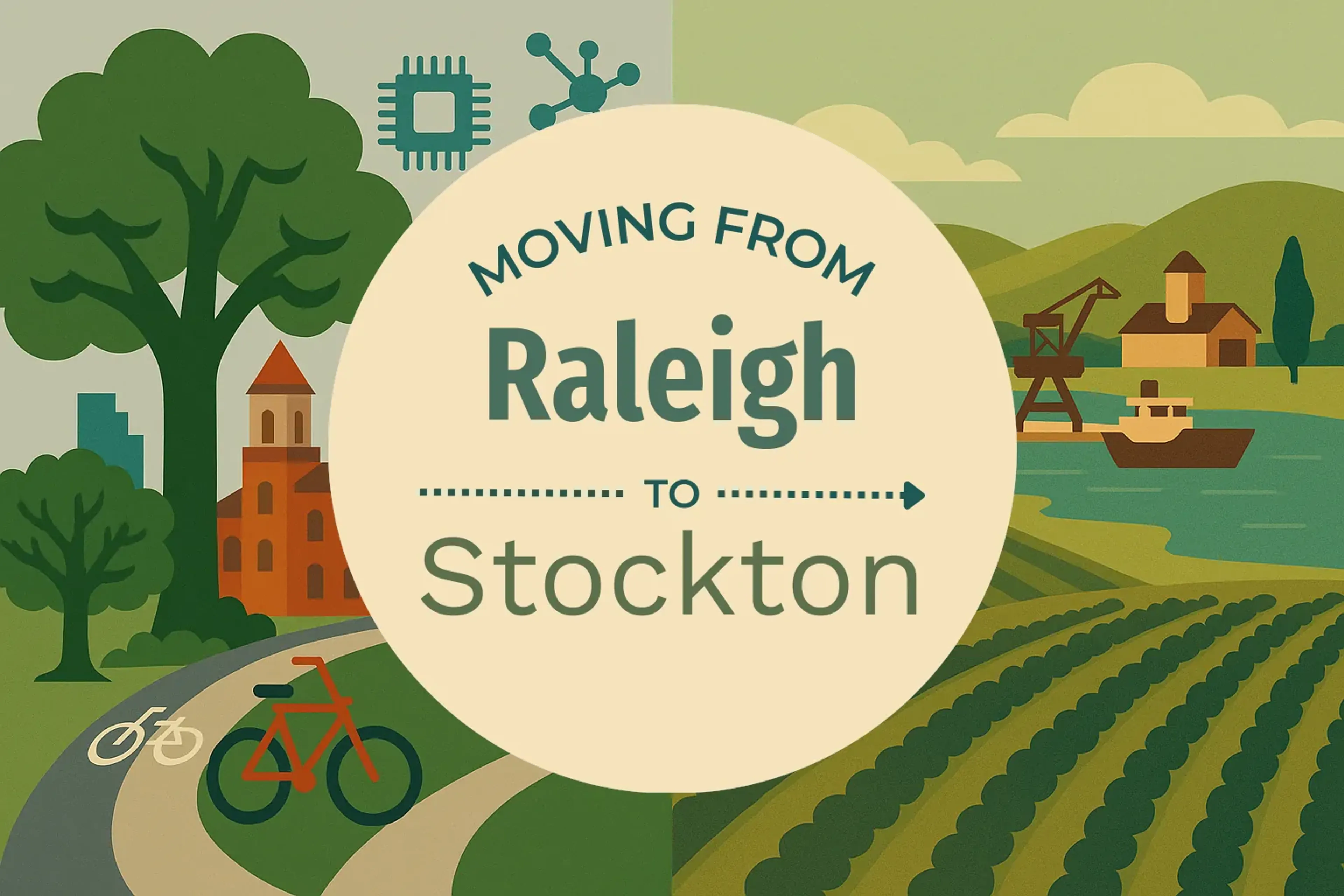 Side-by-side comparison of Raleigh to Stockton moving companies