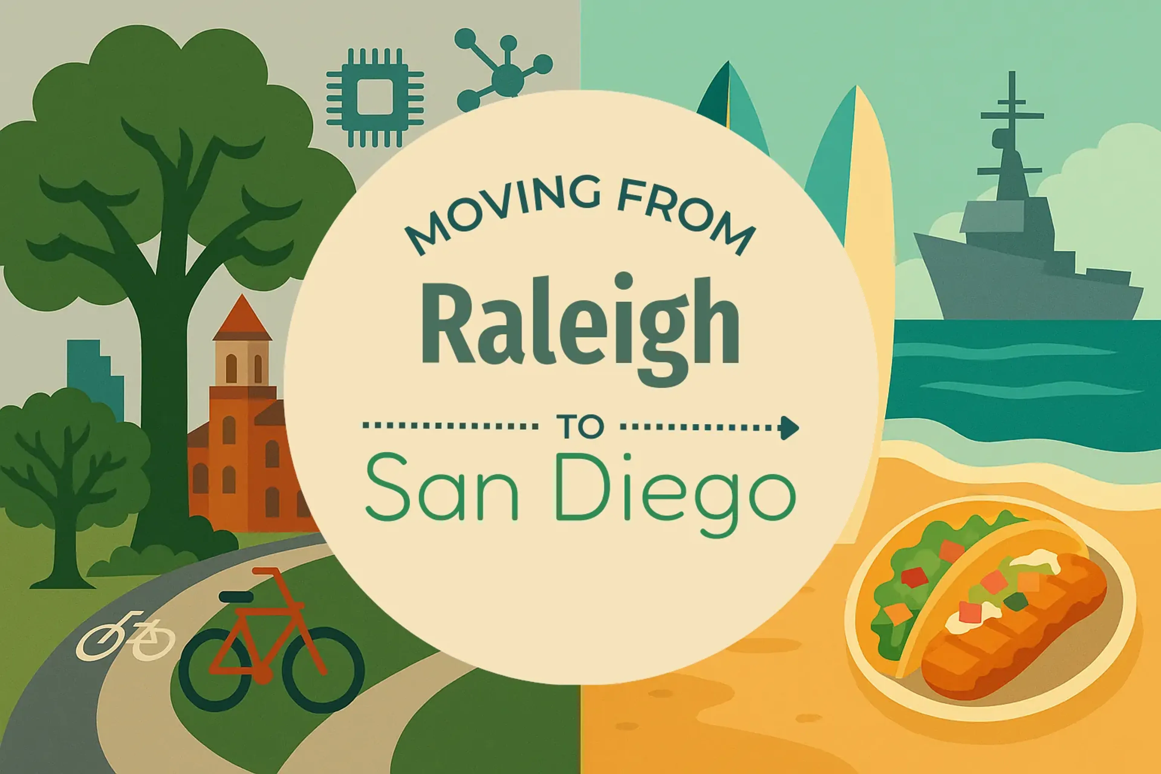 Side-by-side comparison of Raleigh to San Diego moving companies