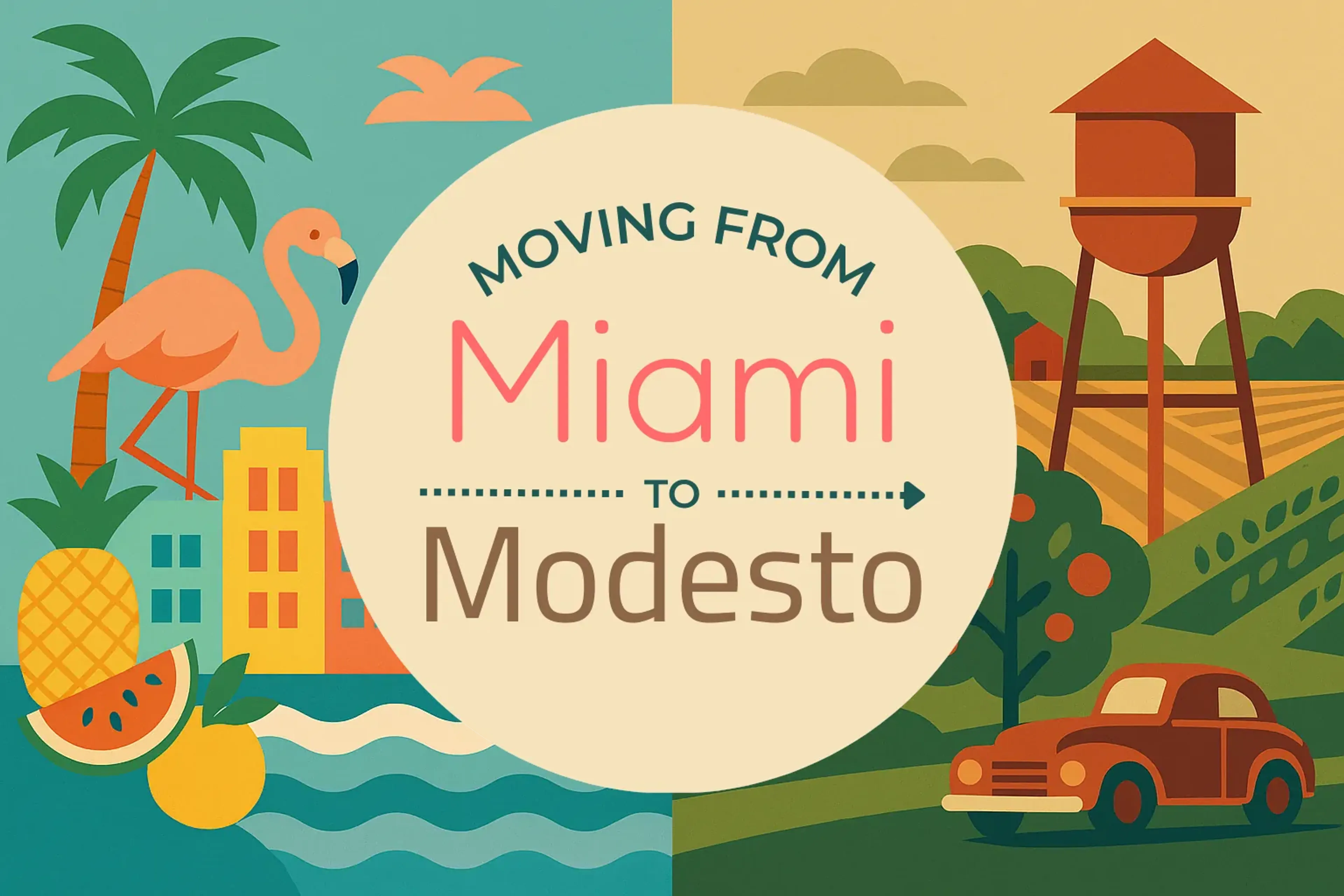 Side-by-side comparison of Miami to Modesto moving companies