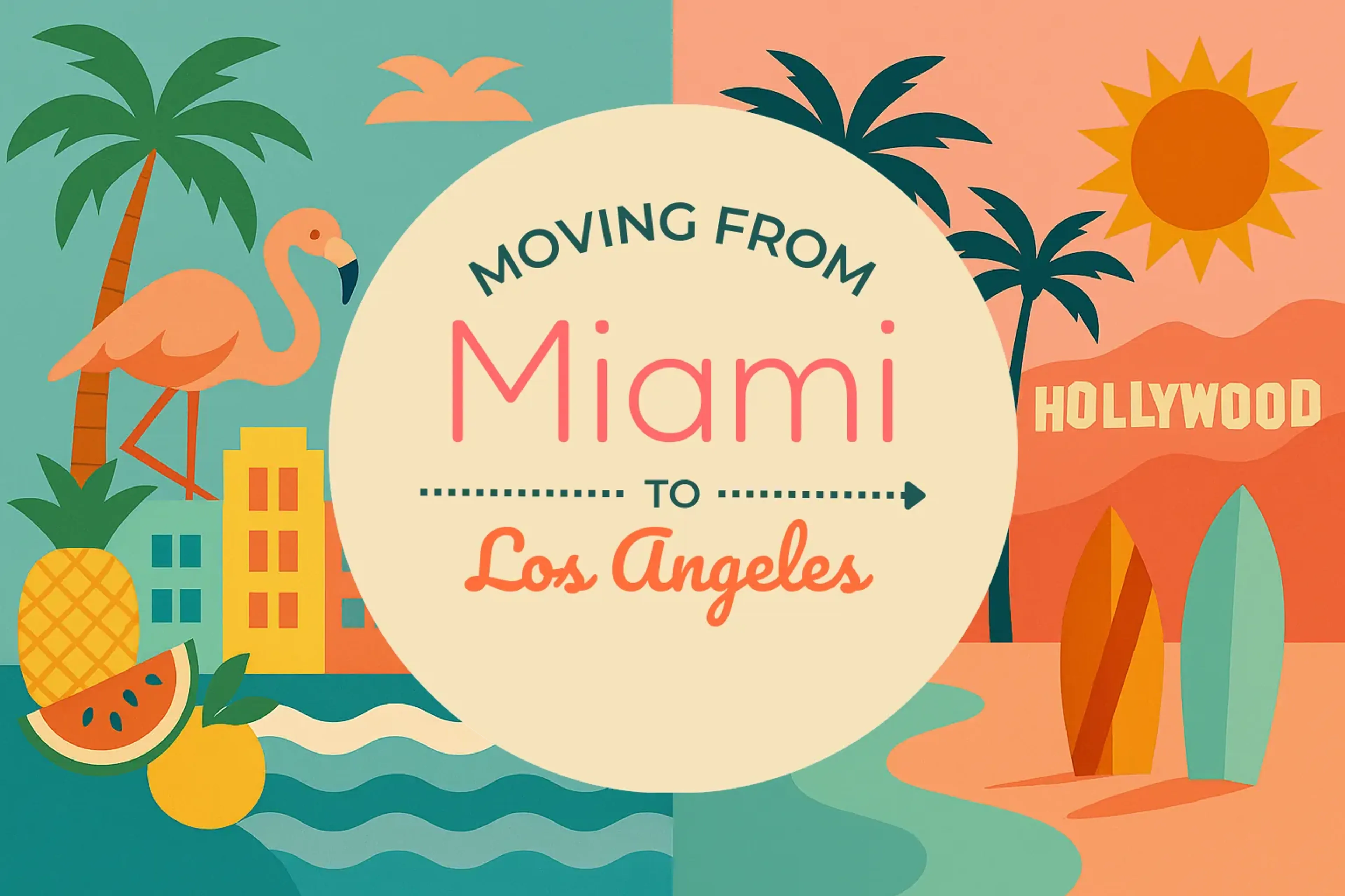 Side-by-side comparison of Miami to Los Angeles moving companies