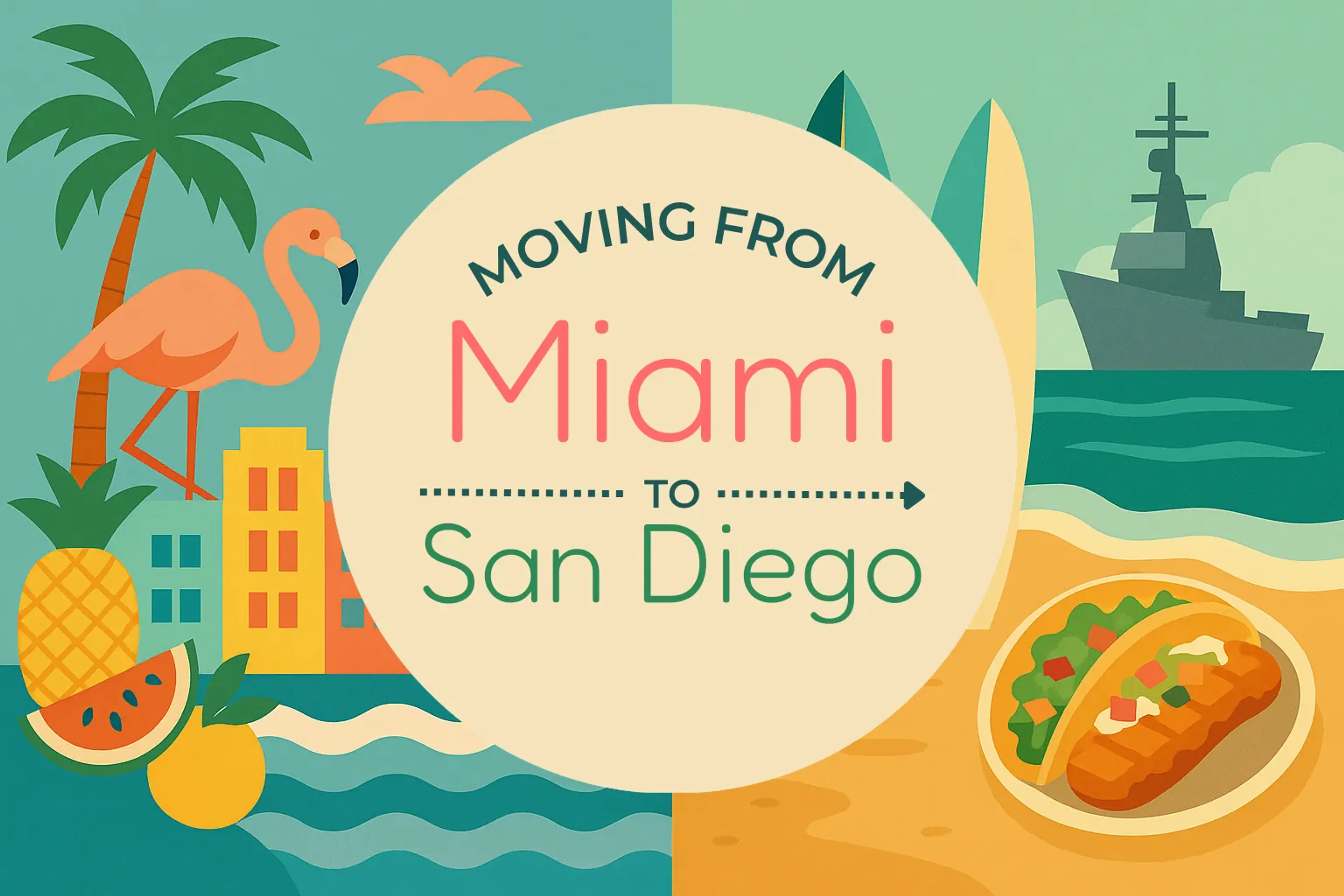 Side-by-side comparison of Miami to San Diego moving companies