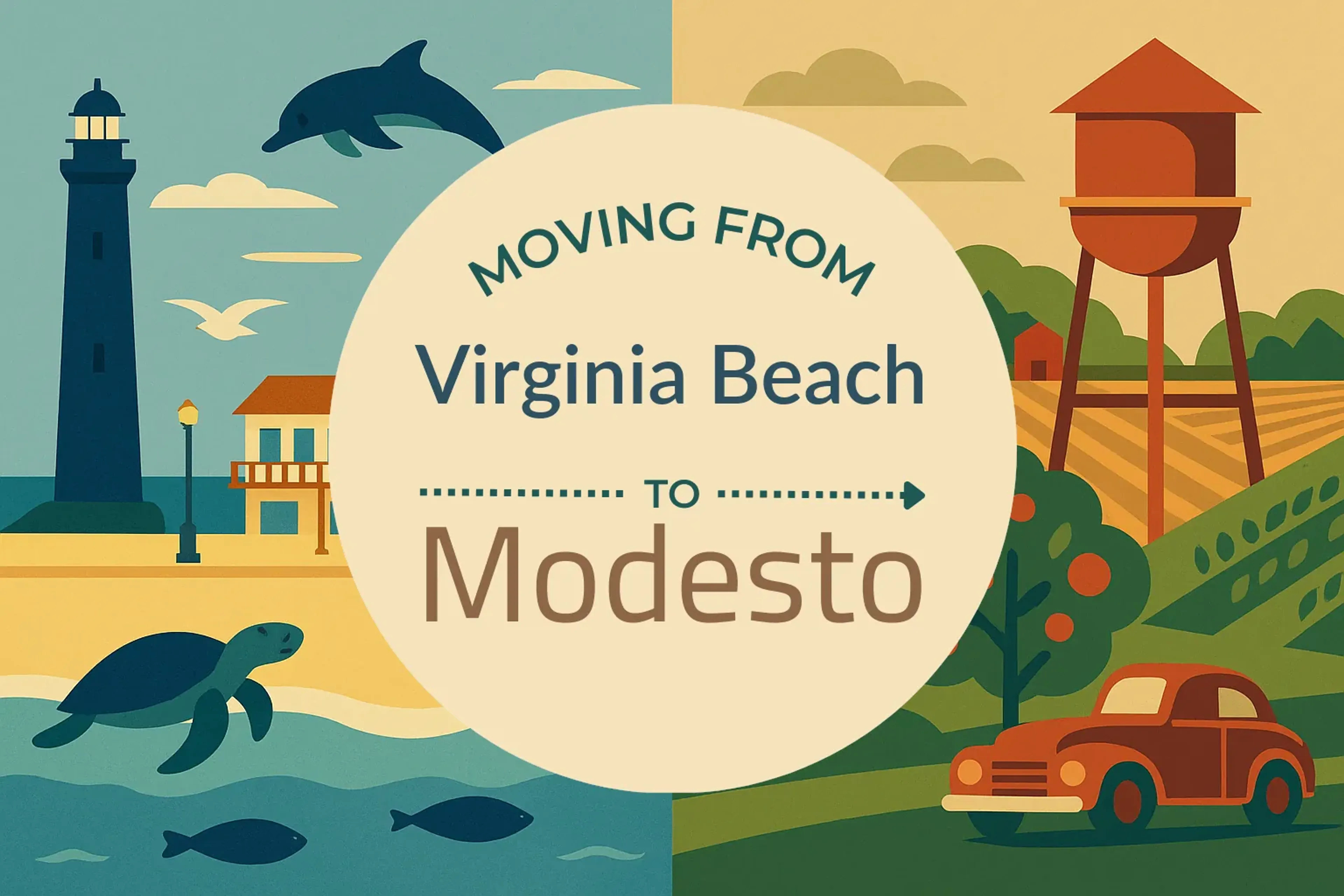 Side-by-side comparison of Virginia Beach to Modesto moving companies