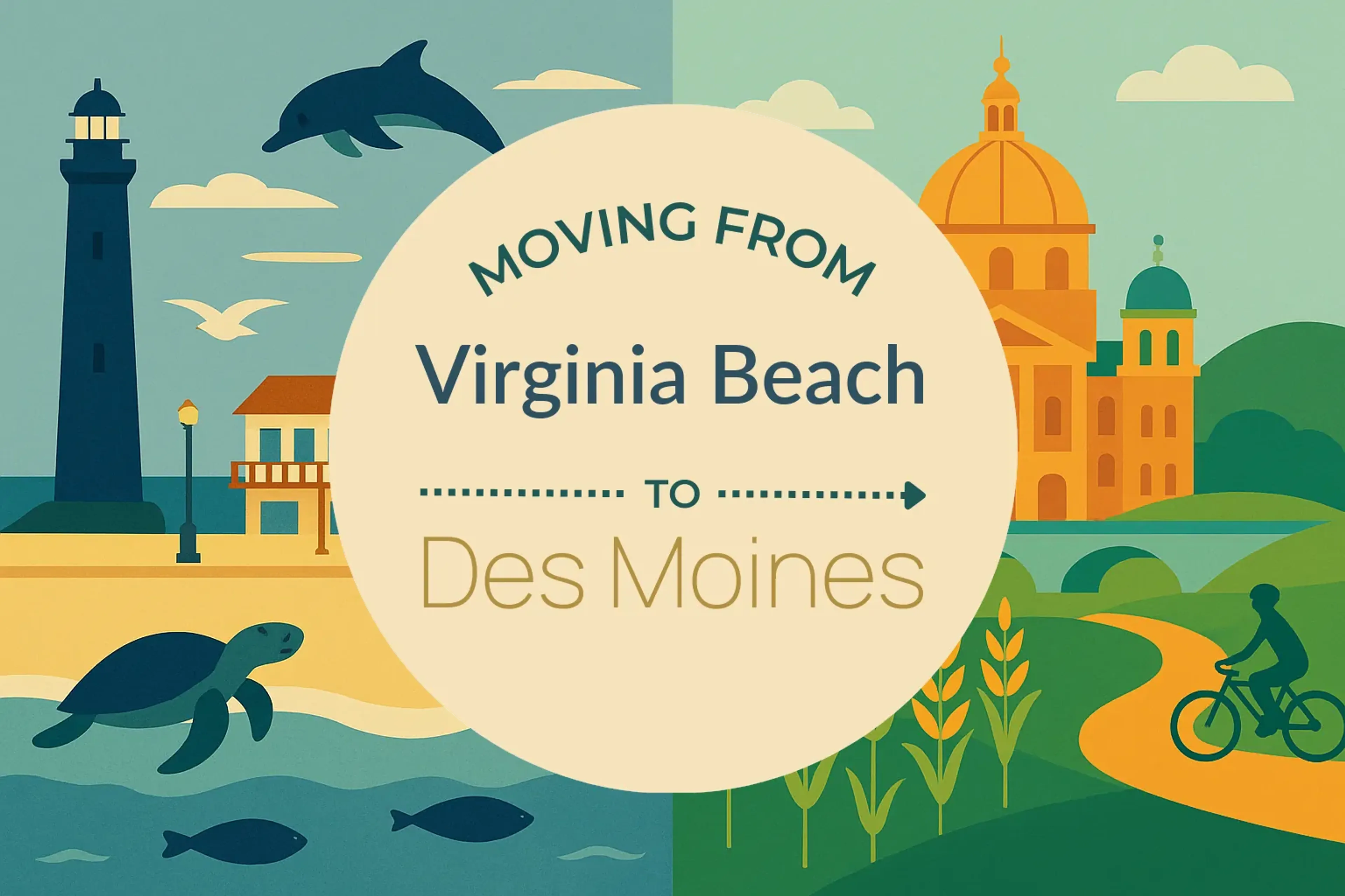Side-by-side comparison of Virginia Beach to Des Moines moving companies