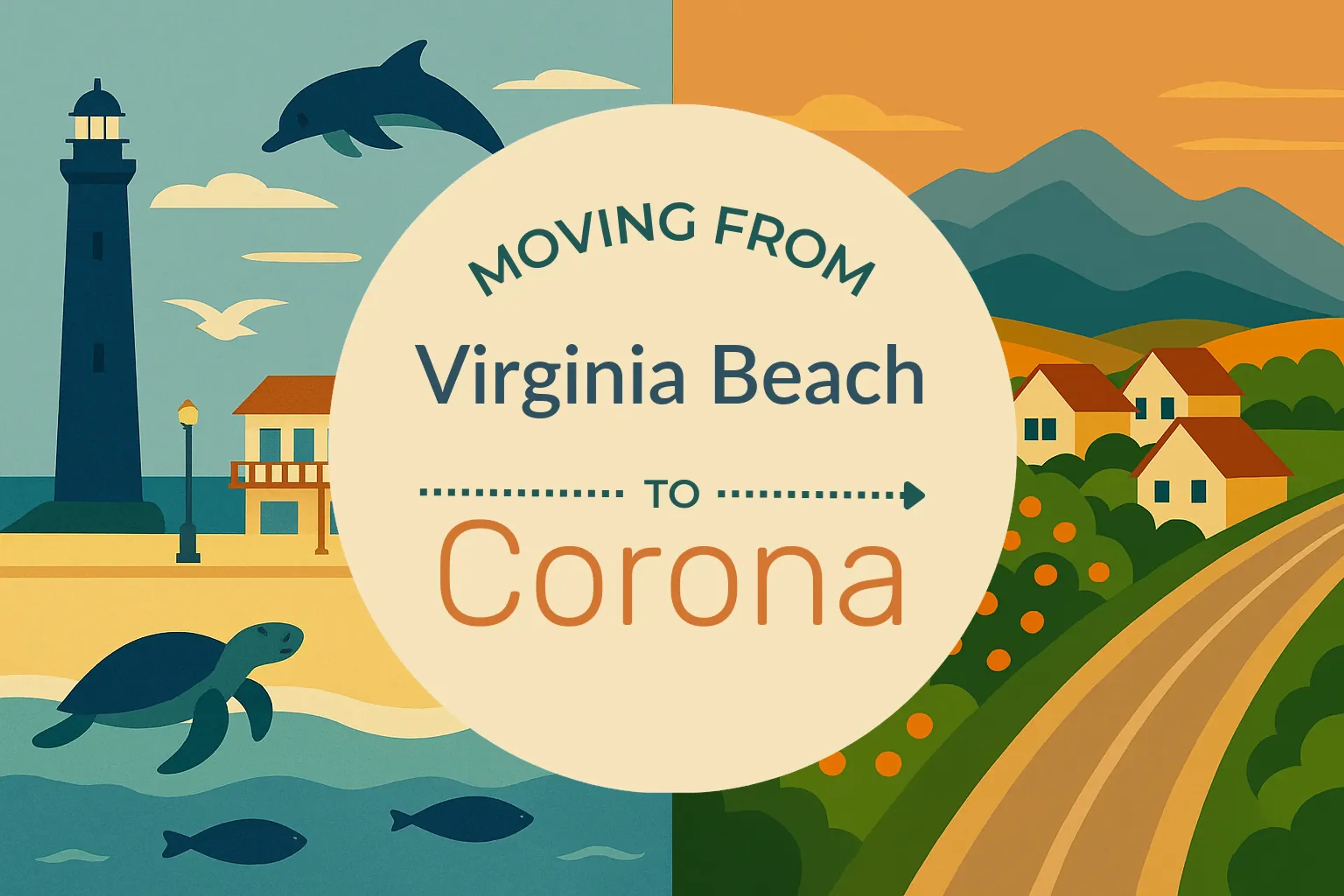 Side-by-side comparison of Virginia Beach to Corona moving companies