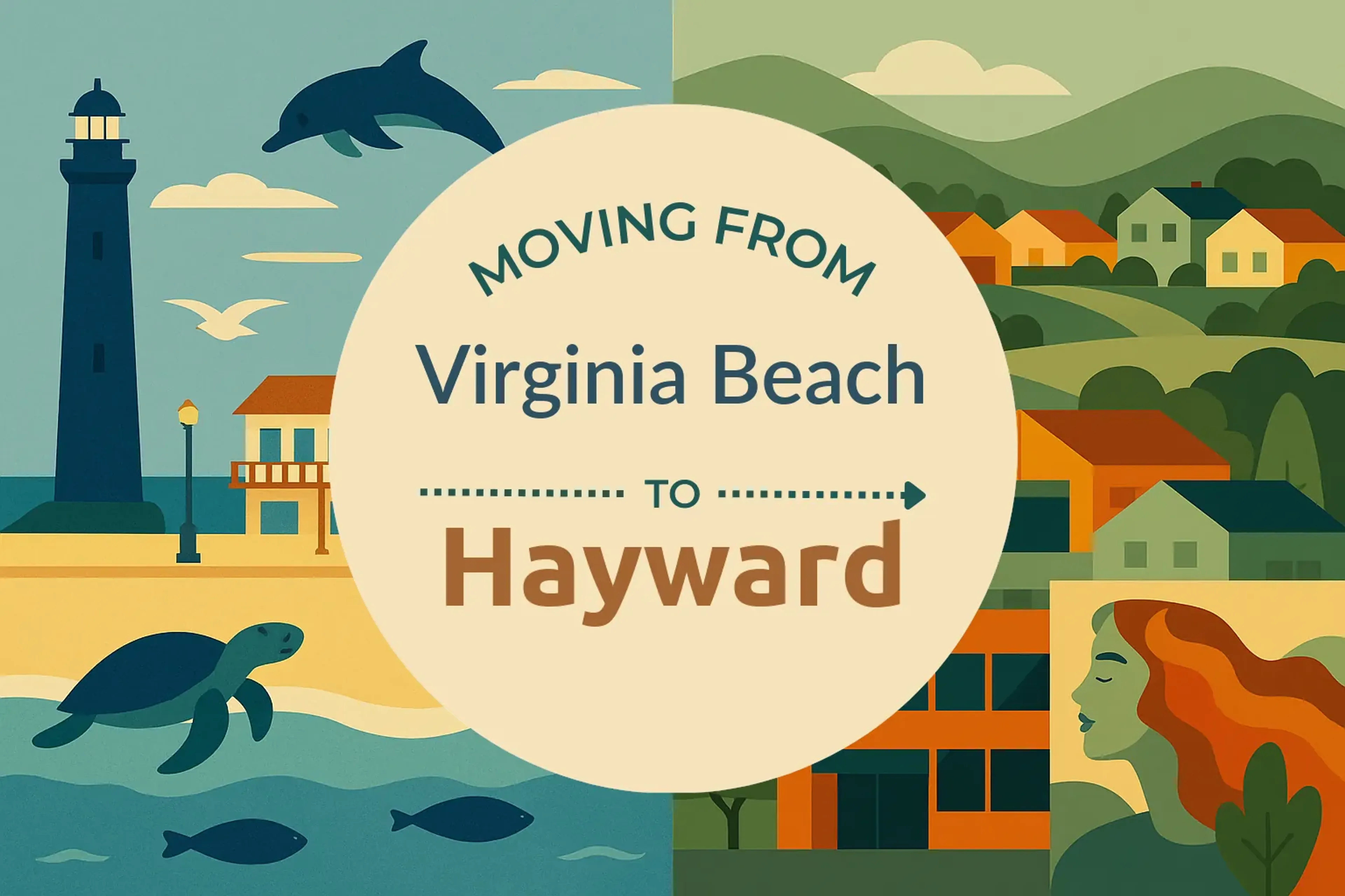 Side-by-side comparison of Virginia Beach to Hayward moving companies