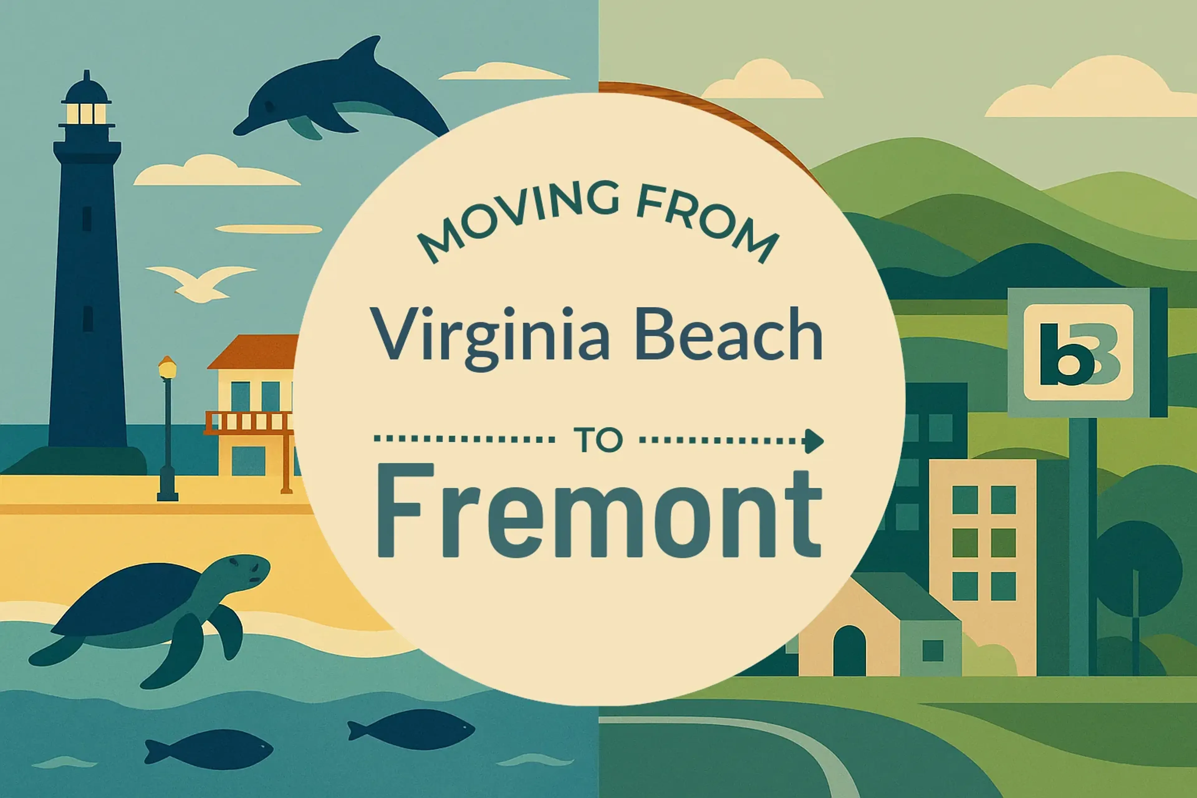 Side-by-side comparison of Virginia Beach to Fremont moving companies